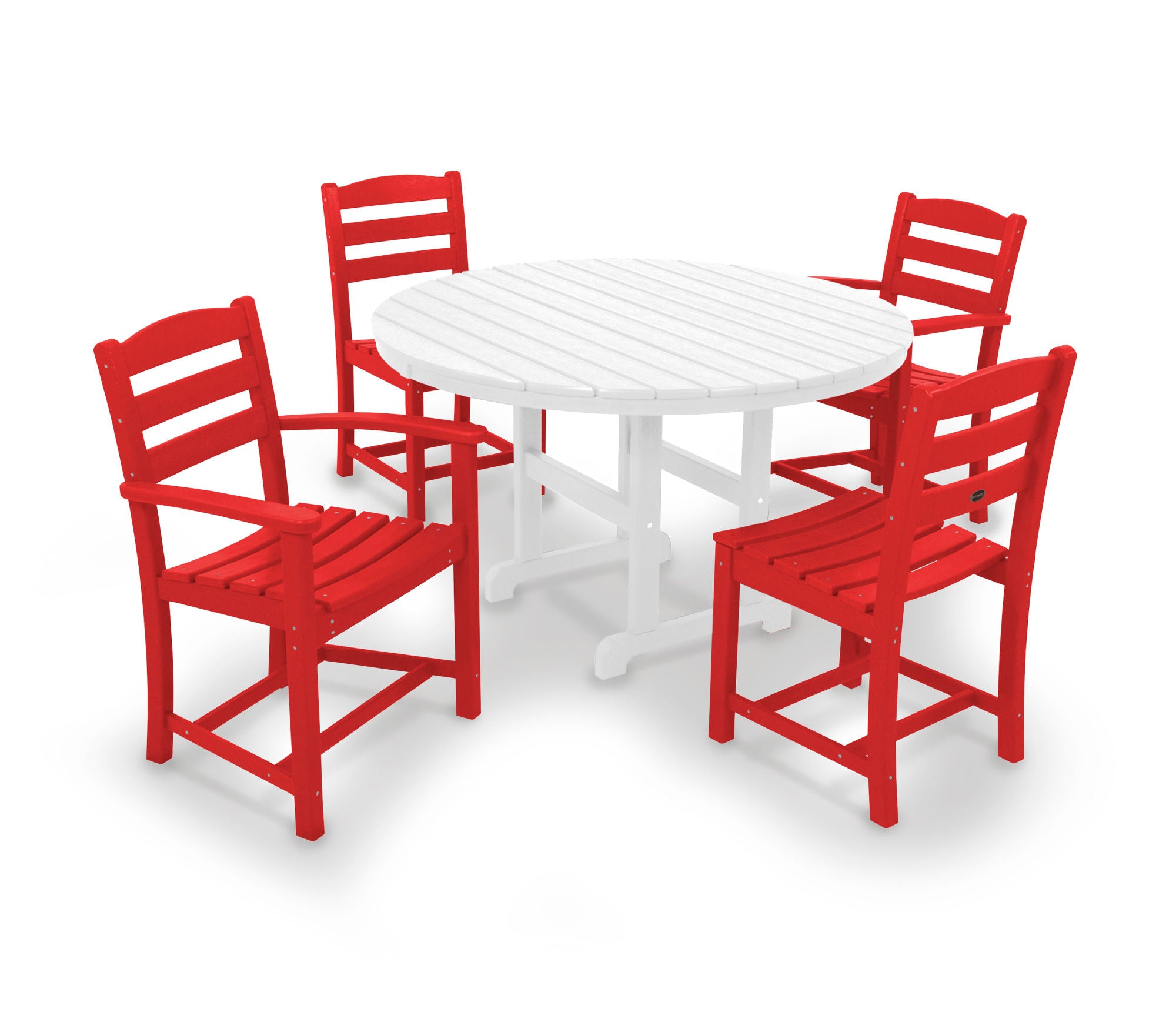 POLYWOOD La Casa Café 5-Piece Outdoor Dining Set - Patio Furniture for Backyard, Garden & Poolside - Weather-Resistant Wicker & Aluminum Frame