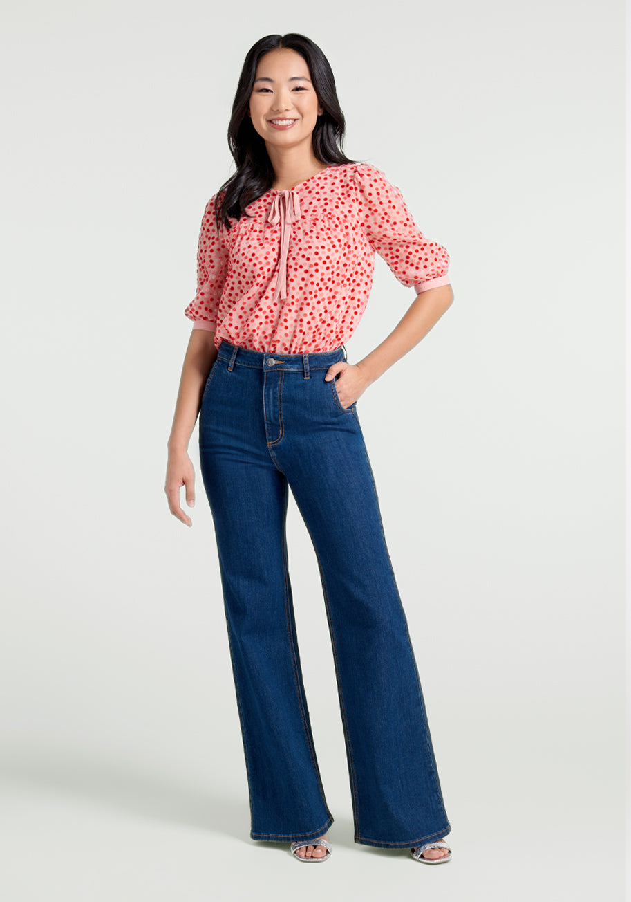 Elegant Confetti Print Tie Neck Blouse for Women | Stylish Party & Office Wear | Perfect for Weddings, Cocktails & Business Meetings