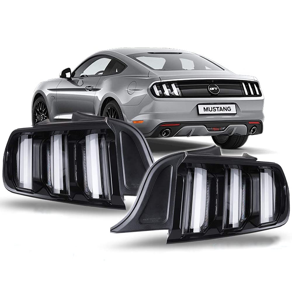 CPW Euro Style LED Tail Lights for 2015-2022 Ford Mustang | Sequential Turn Signal | Plug & Play Installation | Clear Lens | Perfect for Night Driving & Car Customization
