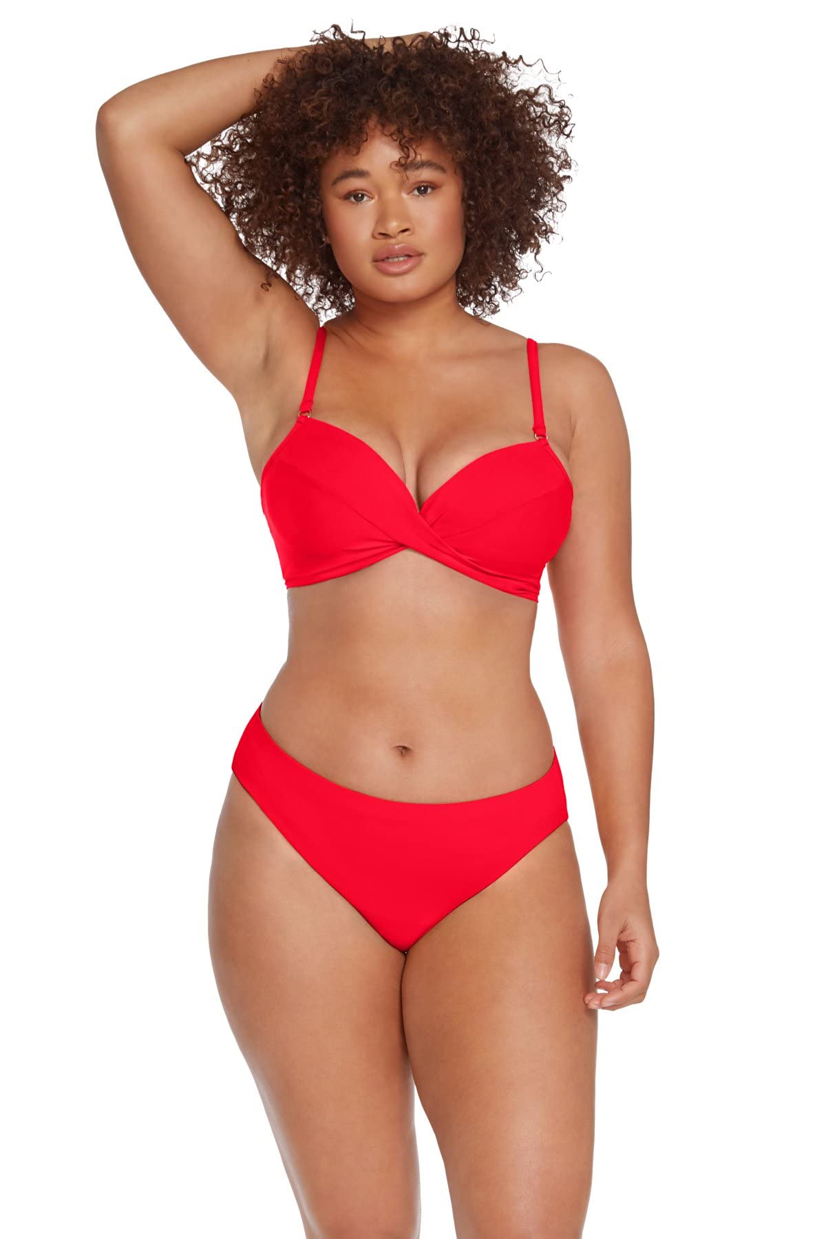 Robin Piccone Women's Ava D-Cup Twist Bikini Top - Sexy Swimwear for Beach, Pool & Vacation | Adjustable Straps & Support for Large Busts