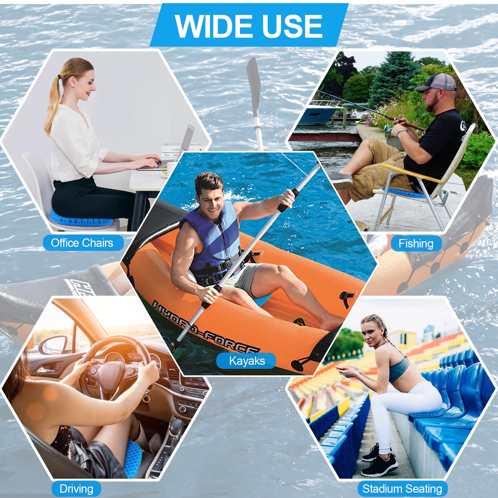 **Non-Slip Kayak Seat Cushion – Waterproof Thick Gel Kayak Seat Pad with Anti-Slip Cover – Comfortable Canoe Seat Cushion for Kayaking & Boating – Perfect for Fishing, Paddling & Outdoor Adventures**
