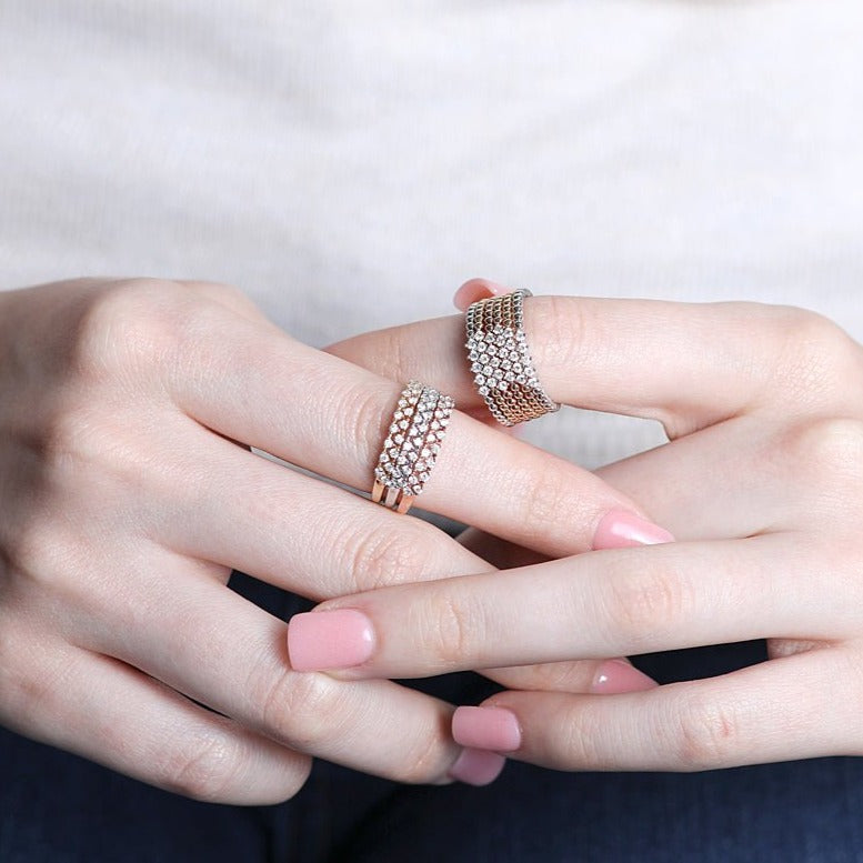 14K White Gold Double Row Diamond Eternity Band Ring for Women - Perfect for Anniversaries, Weddings & Special Occasions