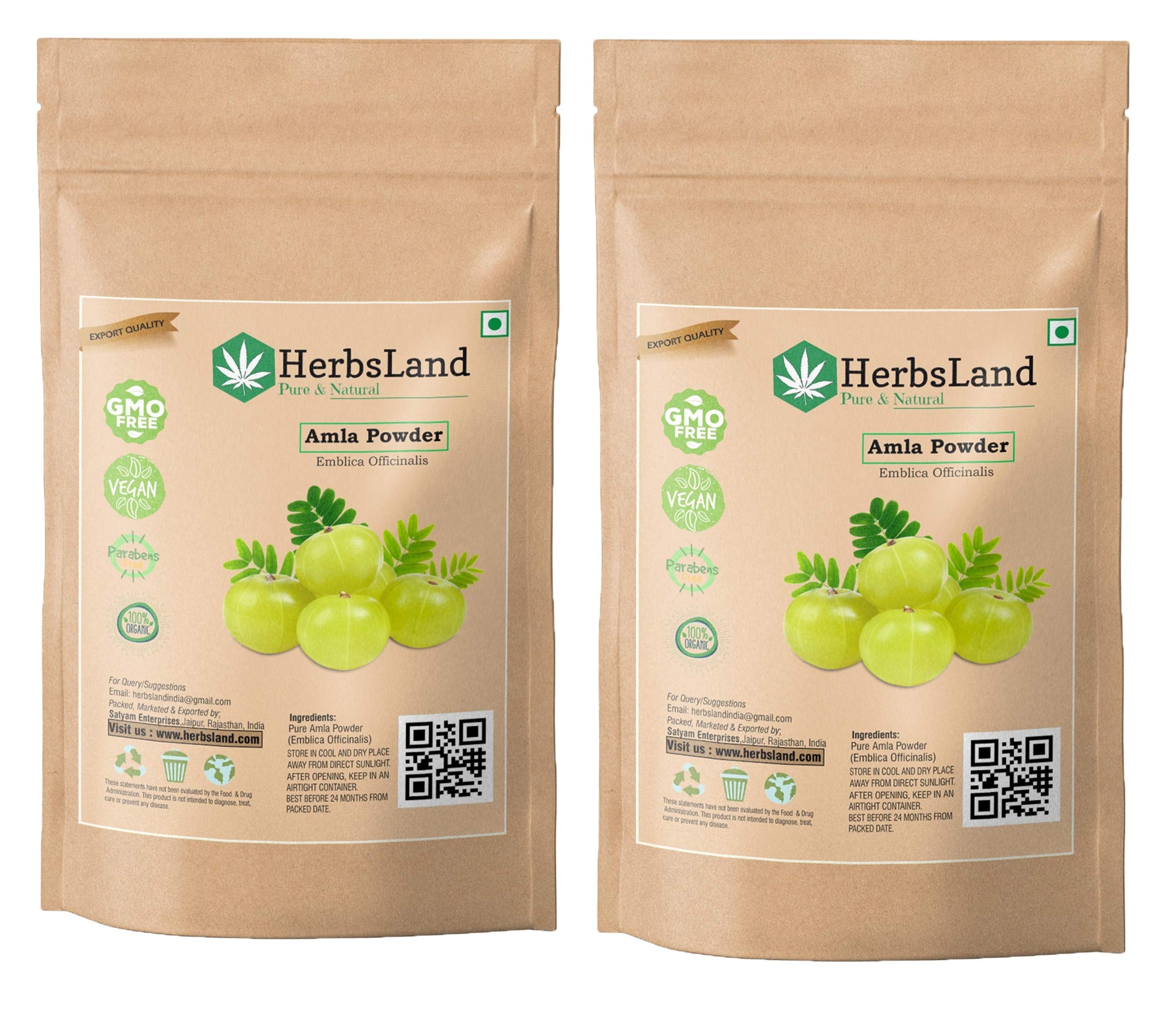 HerbsLand® Organic Amla Powder (Phyllanthus Emblica) - 100% Natural Indian Gooseberry for Hair Growth, Scalp Treatment & Skin Care | 7.05 oz (200g) | Perfect for DIY Hair Masks, Face Scrubs & Ayurvedic Remedies