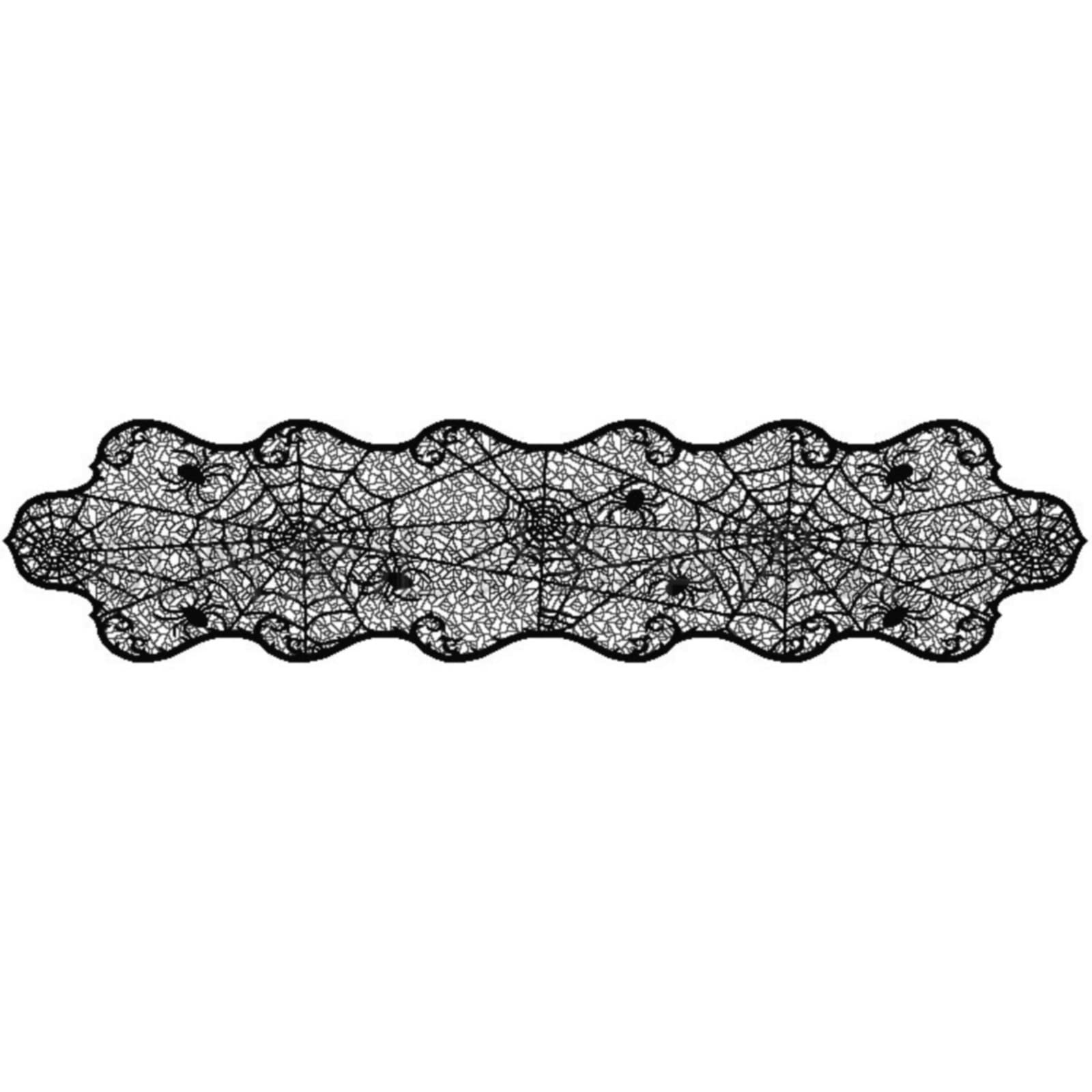14 x 48 Inch Halloween Table Runner - Black Polyester Lace Tablecloth for Halloween Dinner Decor, Wine Table Decorations - Perfect for Spooky Party, Holiday Dining & Festive Home Decor (Black, One Size)