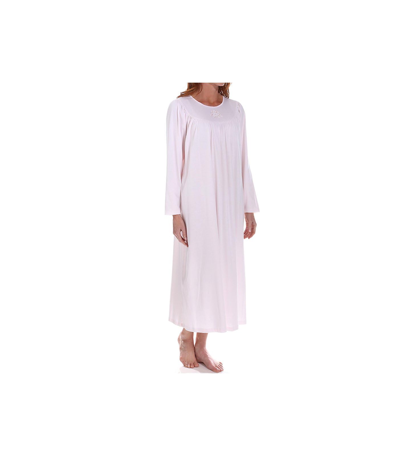 Soft Cotton Long Sleeve Nightgown for Women - Comfortable Sleepwear, Pink, Medium Size - Perfect for Relaxing at Home, Lounging & Cozy Nights