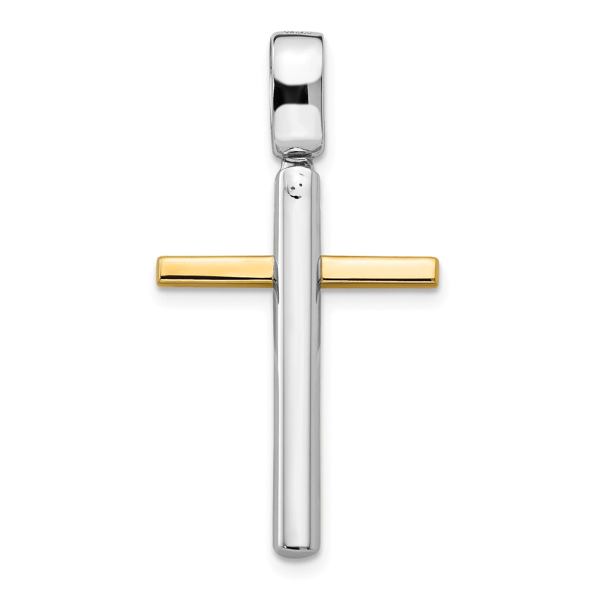 14K Two-Tone Gold Polished Cross Pendant Necklace for Women - Elegant Religious Jewelry Gift for Baptism, Confirmation & Everyday Wear