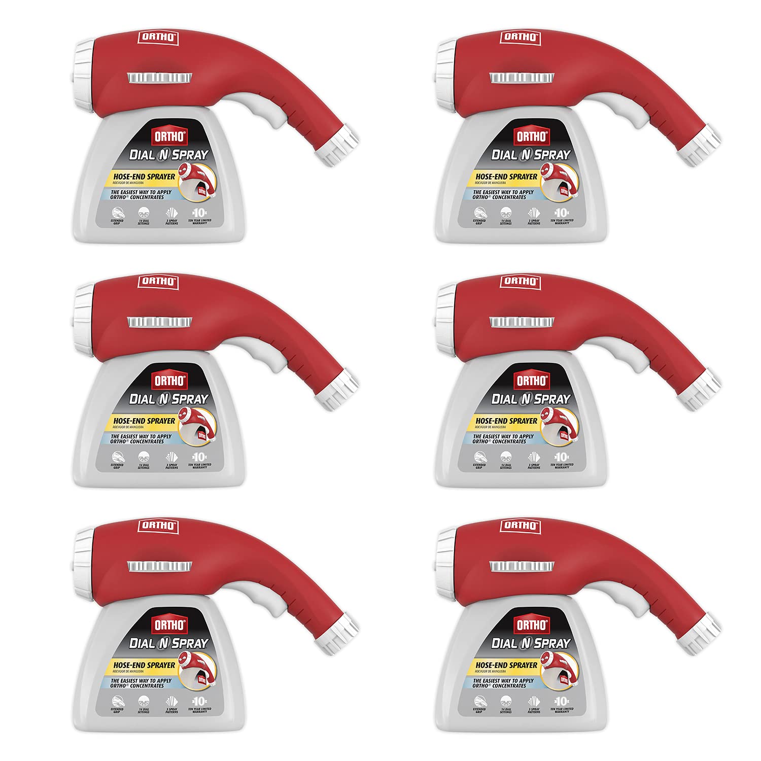 Ortho Dial N Spray Hose End Sprayer - 6 Pack | Adjustable Nozzle for Garden, Lawn & Plant Care | Perfect for Watering, Fertilizing & Pest Control
