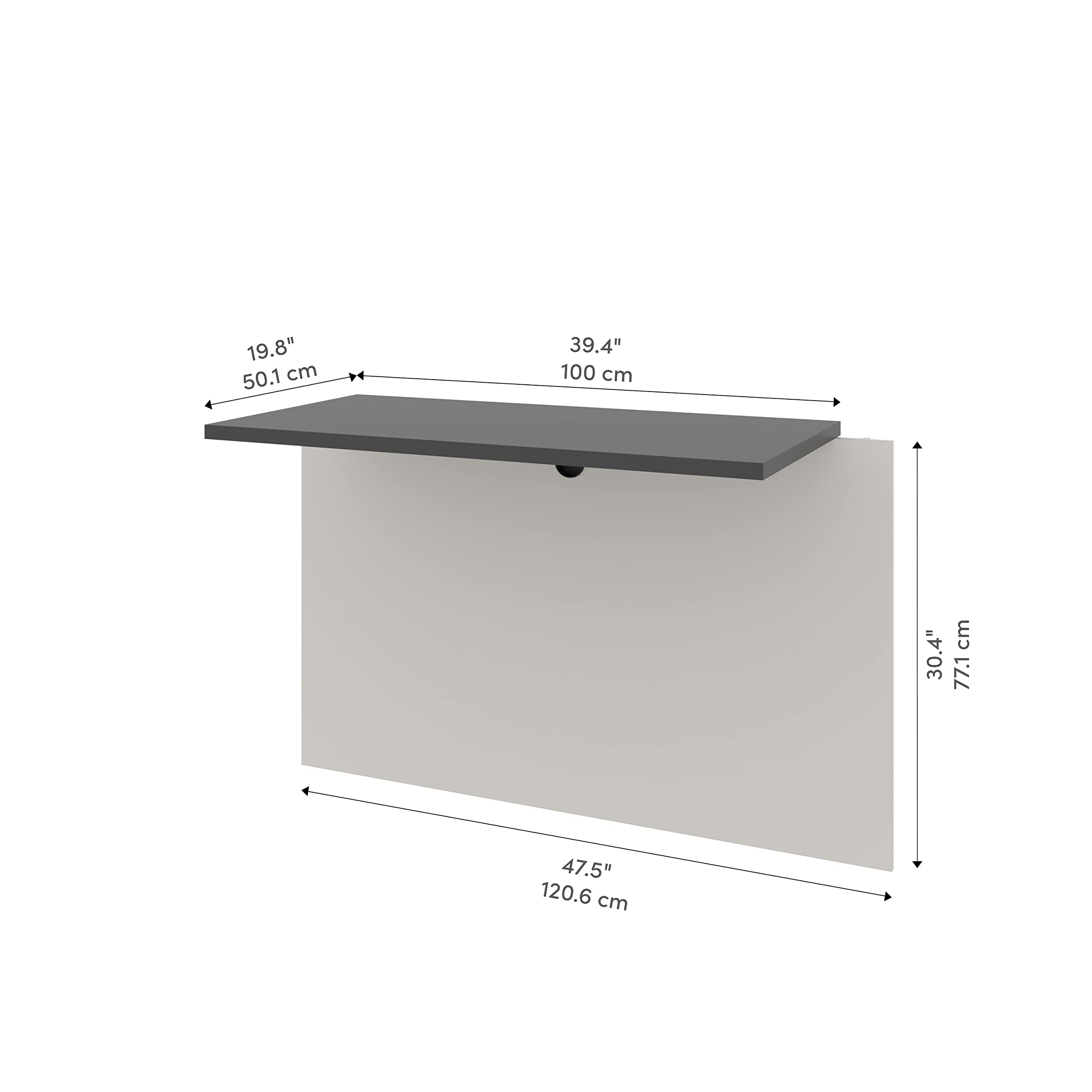 Bestar Connexion Desk Bridge - 40W Modern Office Desk Organizer in Slate & Sandstone | Perfect for Home Office, Workspace & Conference Room Organization
