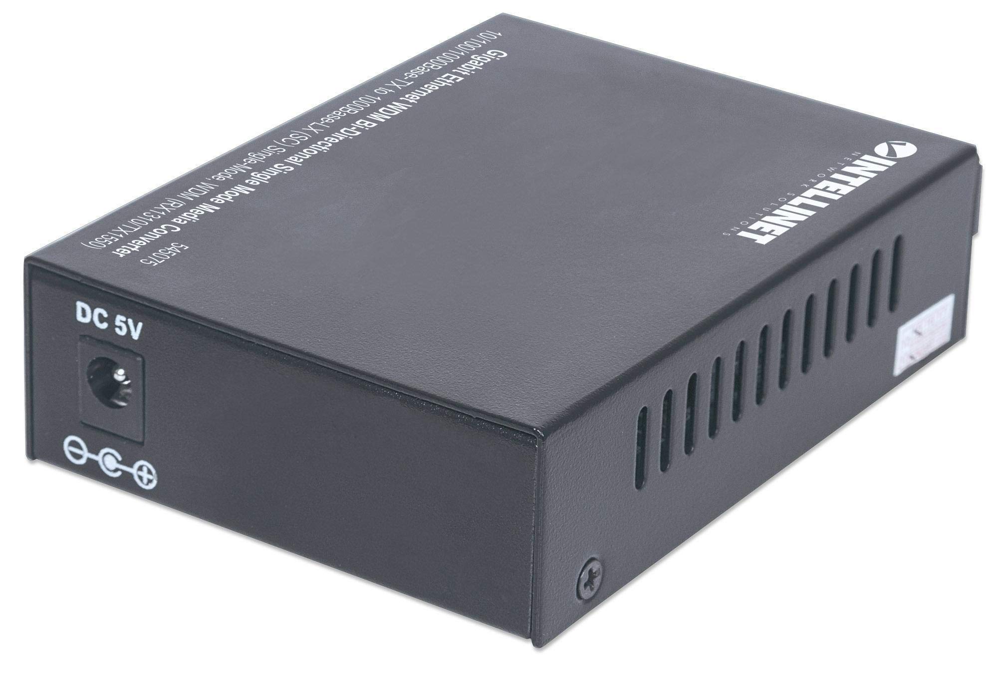 Intellinet Gigabit Ethernet WDM Bi-Directional Single Mode Media Converter | High-Speed Fiber Optic Network Device for Office & Data Center Connectivity