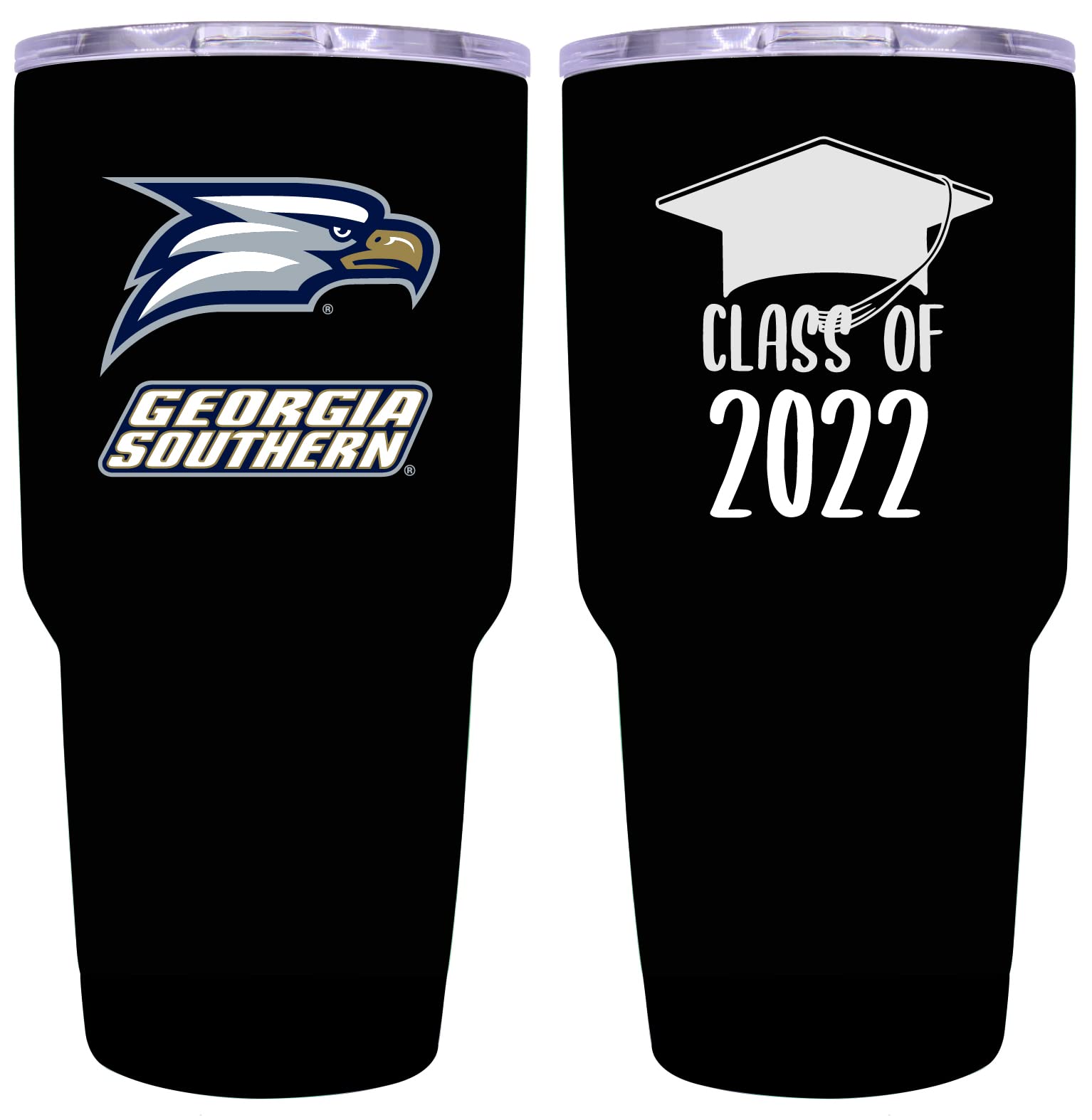 Georgia Southern Eagles 24 oz Stainless Steel Tumbler - Class of 2022 Graduation Gift, Insulated Travel Mug with Lid & Straw, Black - Perfect for Coffee, Tea & Cold Drinks at School, Work or Gym
