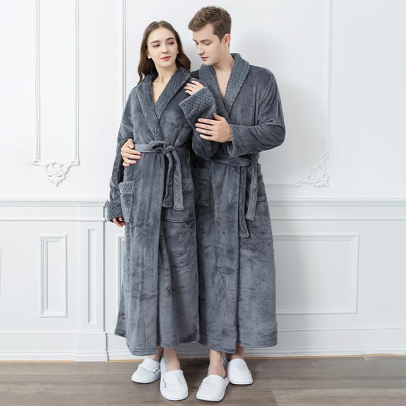 Oksun Women's Plush Fleece Long Robe - Soft Flannel Warm Bathrobe & Winter Housecoat - Cozy Full Length Nightgown Sleepwear for Lounge, Spa, and Cold Weather Comfort