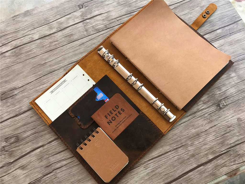 Premium B5 Refillable Brown Leather Binder - Rustic Vintage Style for Office, School & Business - Organize Documents in Style