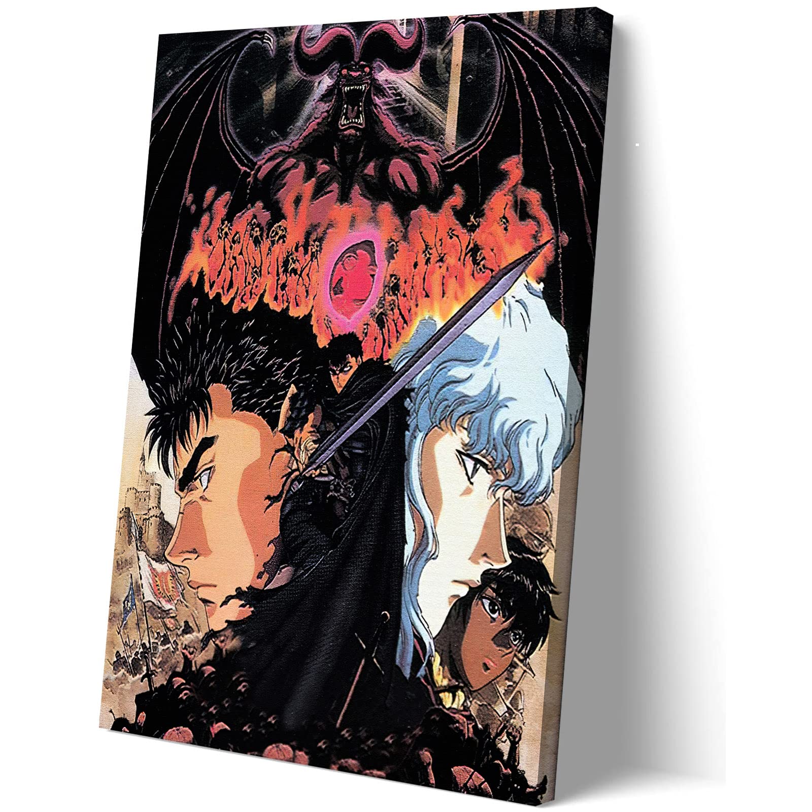 Berserk Guts Griffith Dark Fantasy Anime HD Canvas Print Poster - Premium Framed Wall Art for Men's Room, Living Room & Bedroom Decor (24x36 Inches) | Perfect for Anime Fans, Gaming Rooms & Gothic Home Decor
