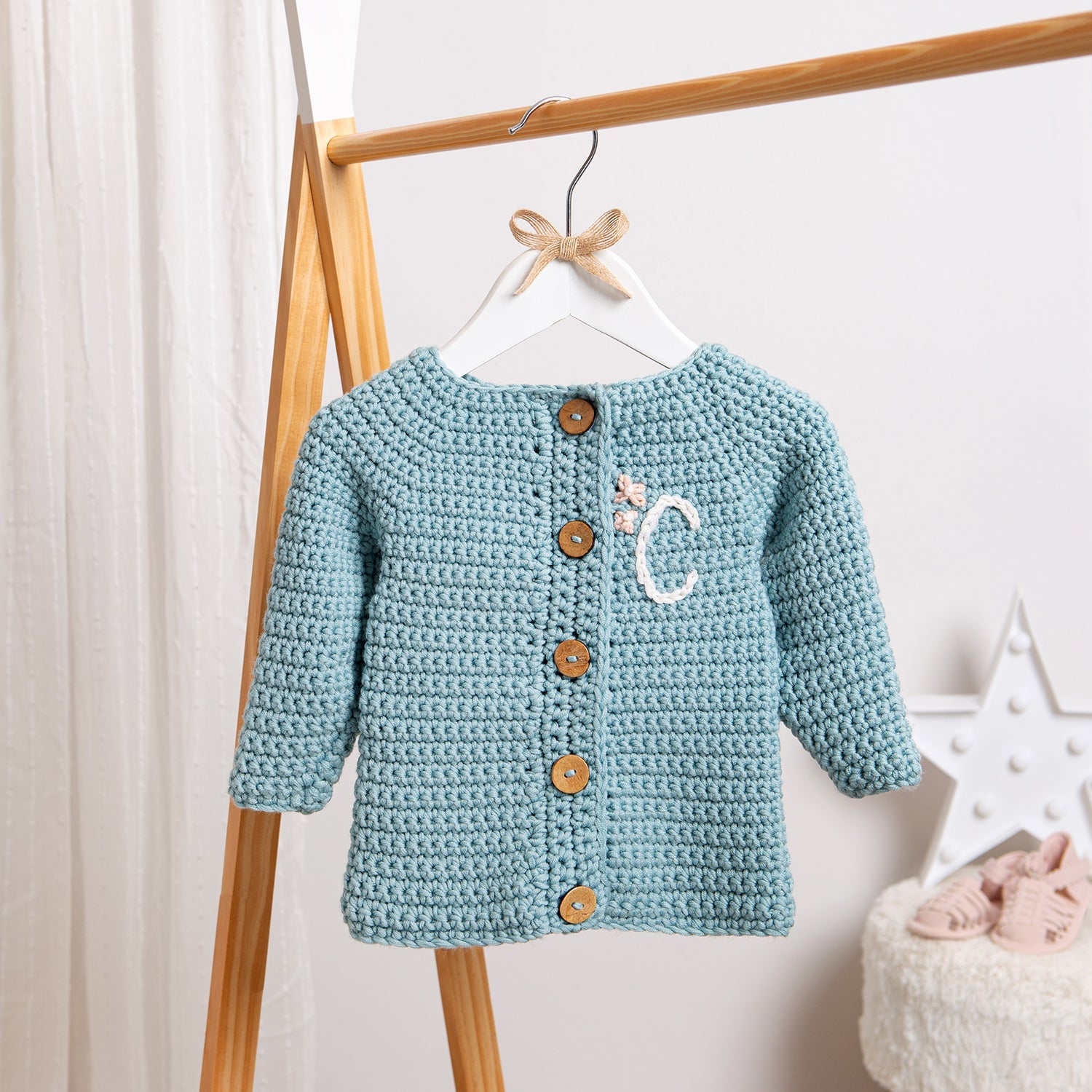 Personalized Baby Cardigan Crochet Kit - DIY Handmade Knitting Set for Newborns & Toddlers - Perfect for Baby Showers, Gifts & Handmade Projects