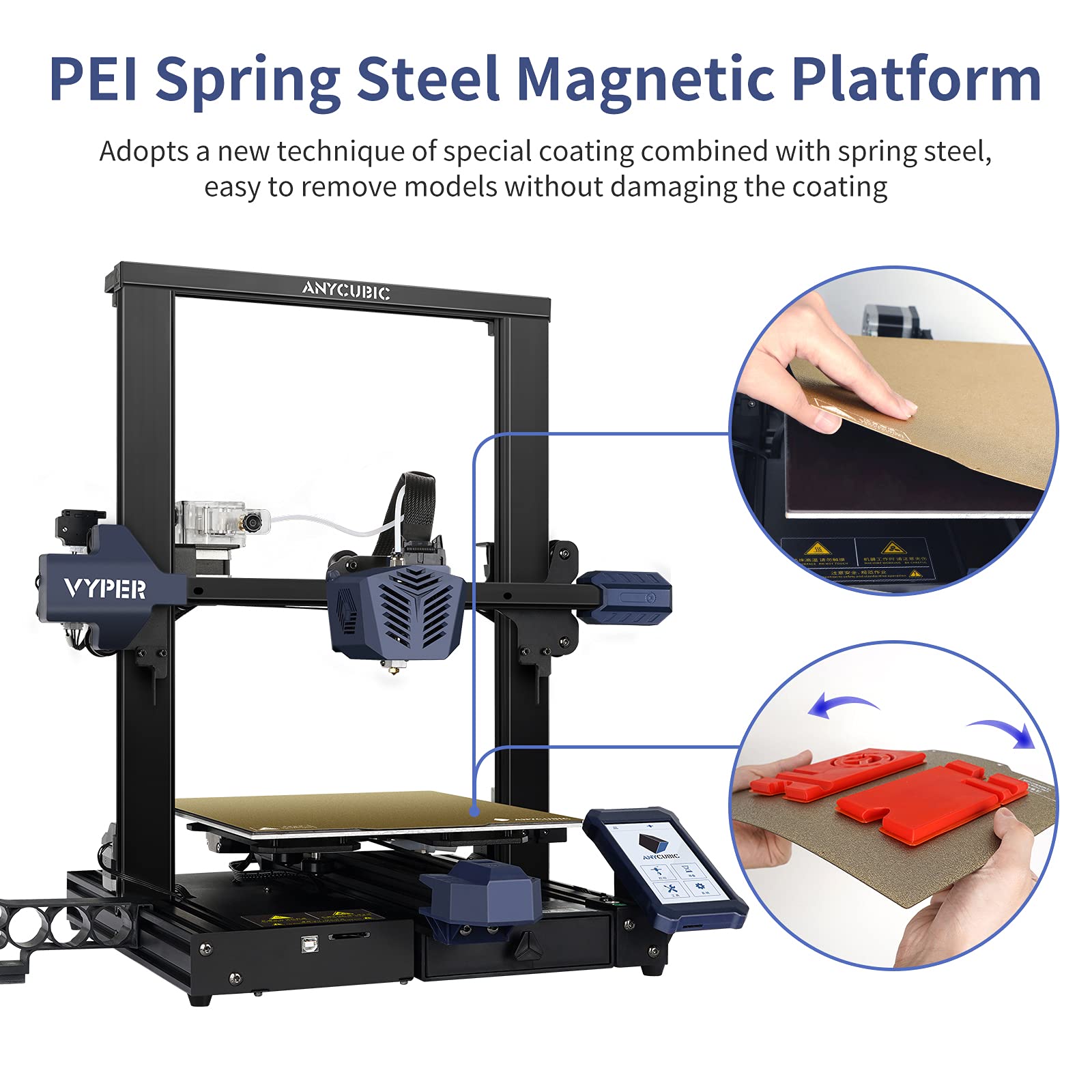 ANYCUBIC Vyper Auto-Leveling 3D Printer with Silk Silver PLA Filament Bundle - Perfect for Home DIY, Prototyping & Educational Projects