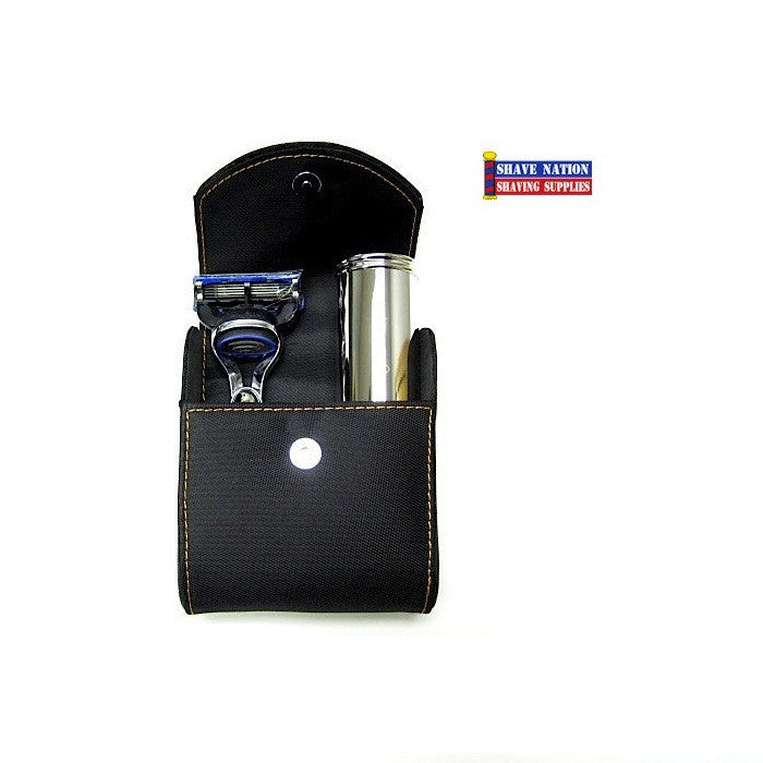 Edwin Jagger Fusion Razor Travel Kit - Black & Orange Safety Razor Set for Men | Perfect for Travel, Grooming, and Shaving On The Go