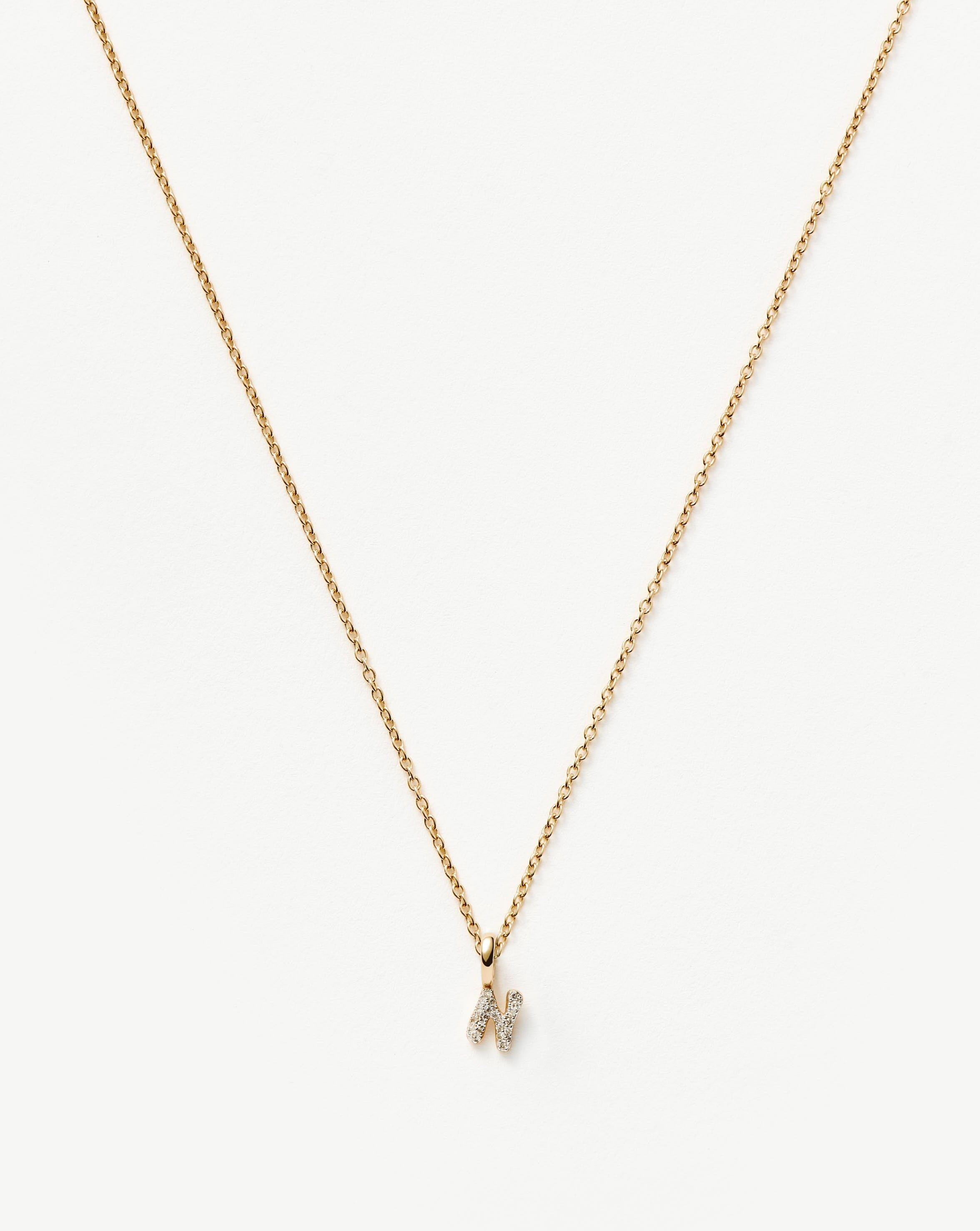 Fine Diamond Initial Mini Pendant Necklace - 14k Solid Yellow Gold Plated with Genuine Diamonds | Personalized Jewelry Gift for Women, Girls | Perfect for Birthdays, Anniversaries & Special Occasions