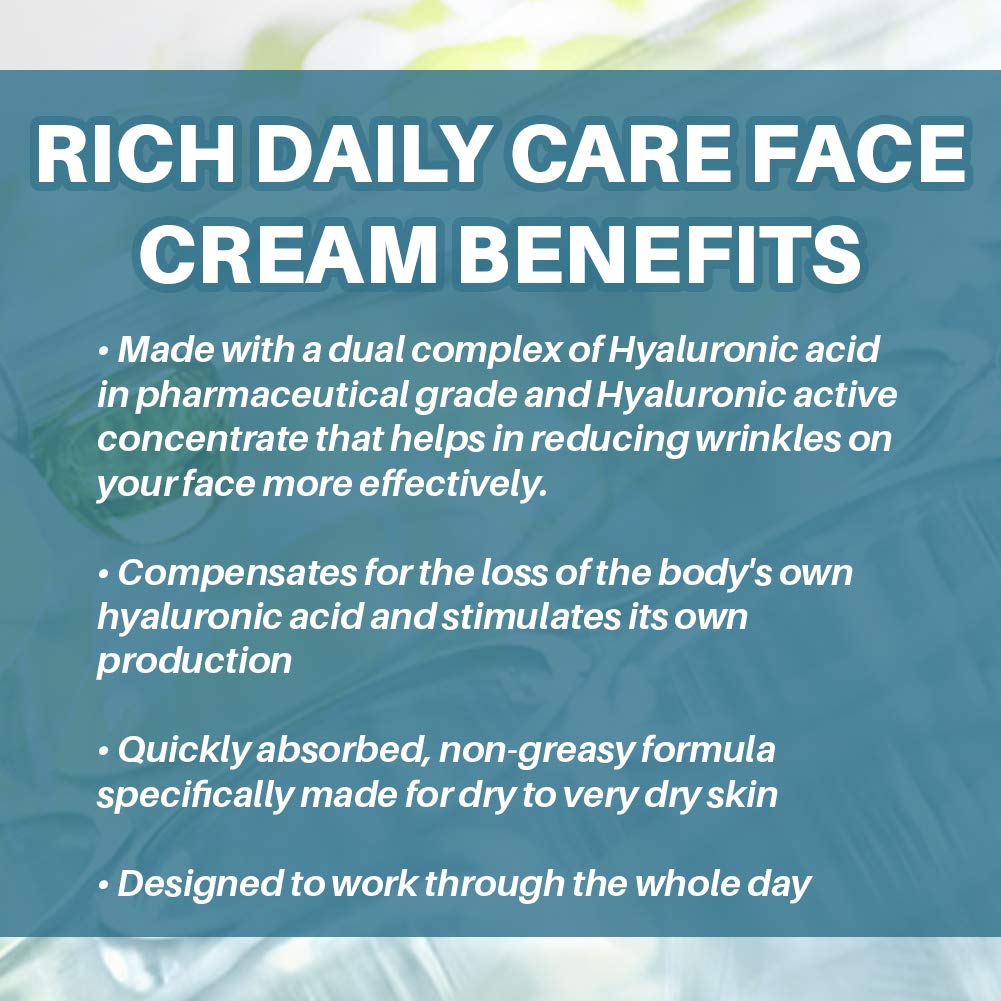 Medipharma Cosmetics Hyaluronic Acid Rich Day Cream - Anti-Wrinkle Moisturizer for Face, Neck & Décolleté - Hydrating Cream for Dry, Sensitive Skin - 50ml | Daily Skincare Routine, Morning Hydration, Anti-Aging Treatment