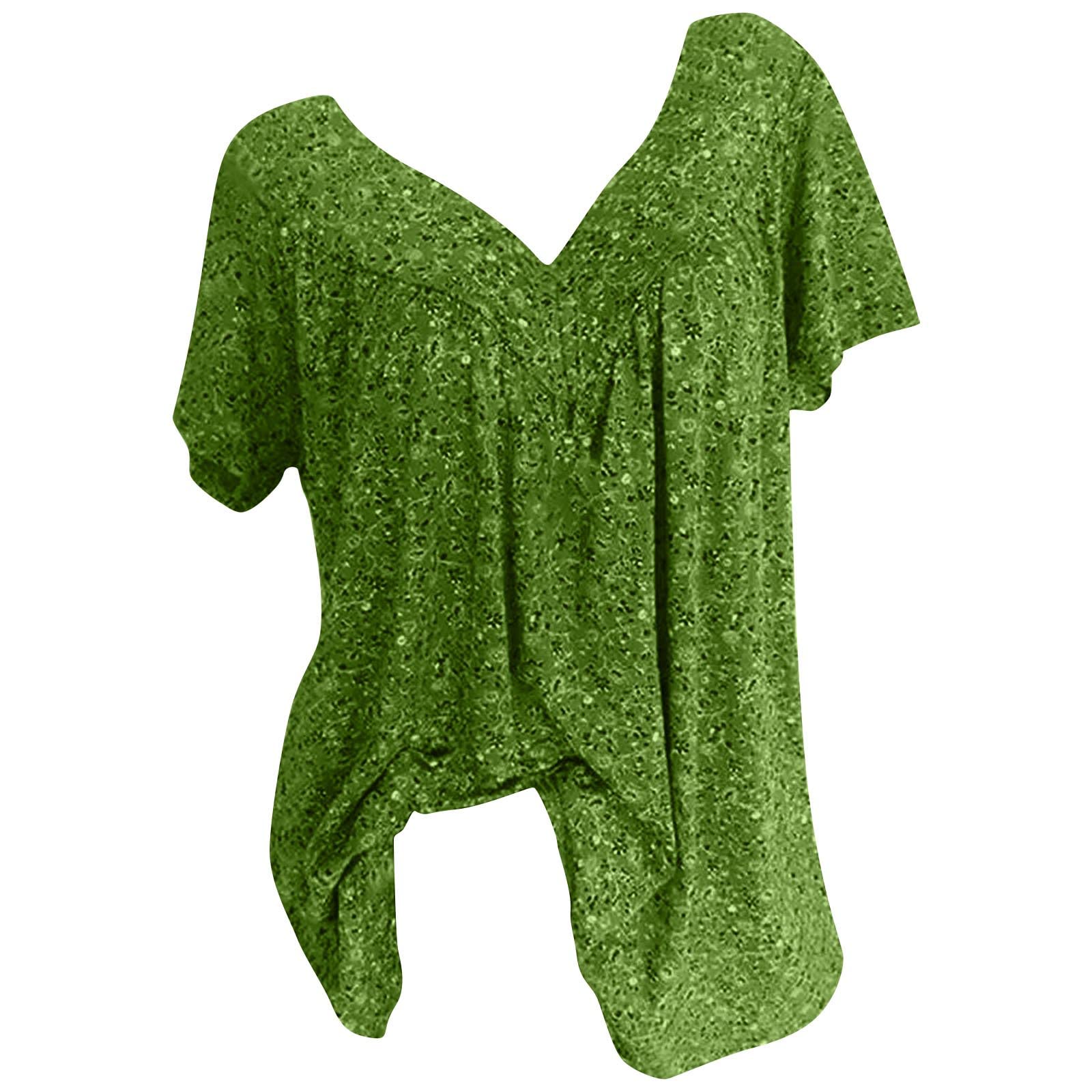 Women's Casual Short Sleeve V-Neck Floral Blouse - Summer Loose Fit Swing Tops for UK Ladies, Plus Size Pullover Holiday Essential (Perfect for Beach Outings, Picnics & Summer Vacations)
