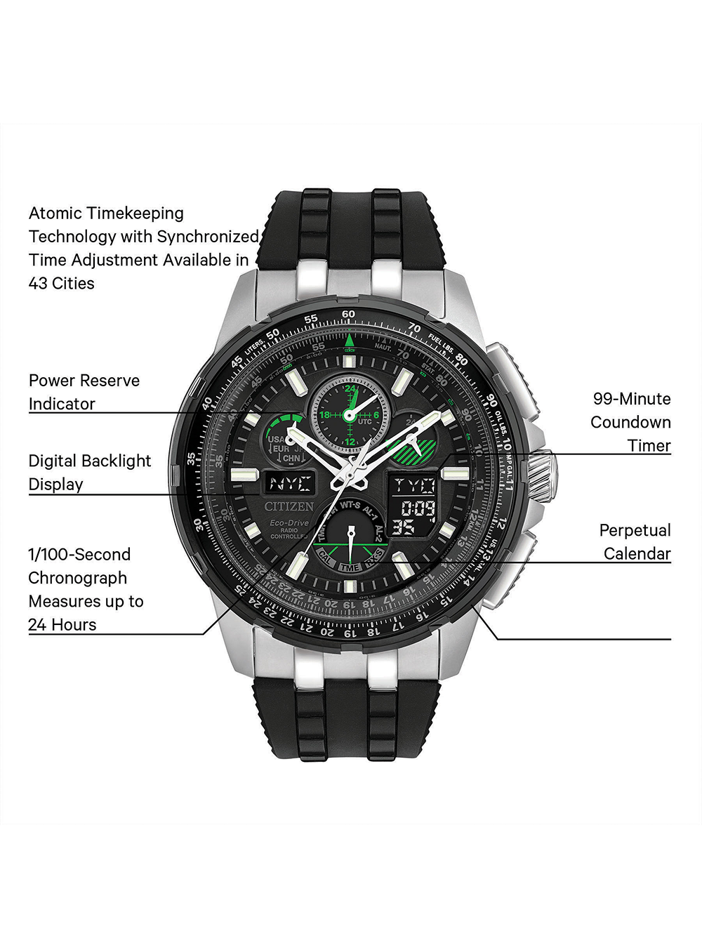 CITIZEN PROMASTER SKYHAWK A-T Eco-Drive Pilot Watch JY8051-08E - GPS Timekeeping, Atomic Clock Sync, Stainless Steel Case - Perfect for Aviation, Travel & Outdoor Adventures