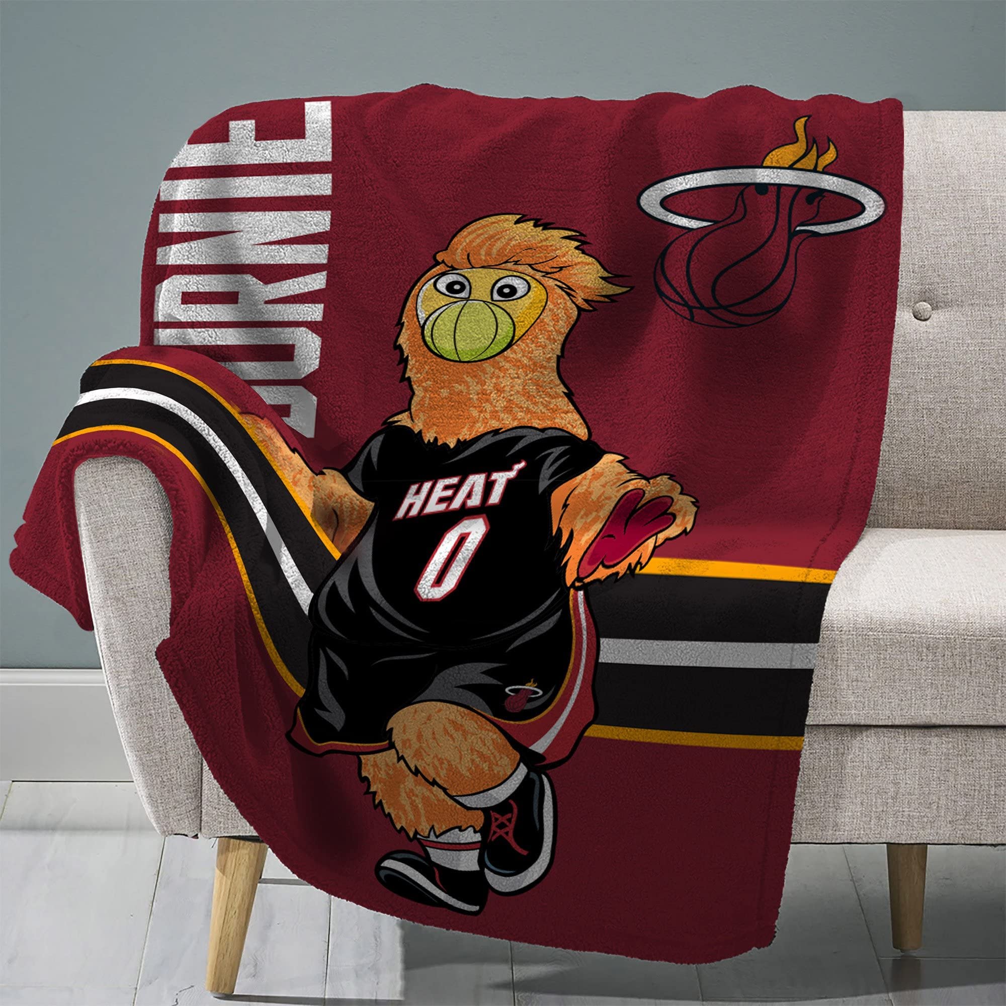 Miami Heat Burnie NBA Mascot Plush Blanket - 60