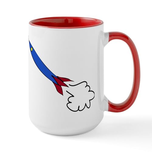White/Red Inside - Rocket Ship Large Mug