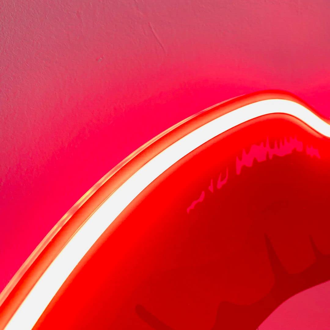 Biting Lips Neon Signs - Custom LED Wall Art for Bedroom, Home, Wedding & Party Decor - Perfect for Aesthetic Room, Bathroom & Kitchen Lighting - Create a Vibrant Atmosphere for Parties, Weddings & Home Styling