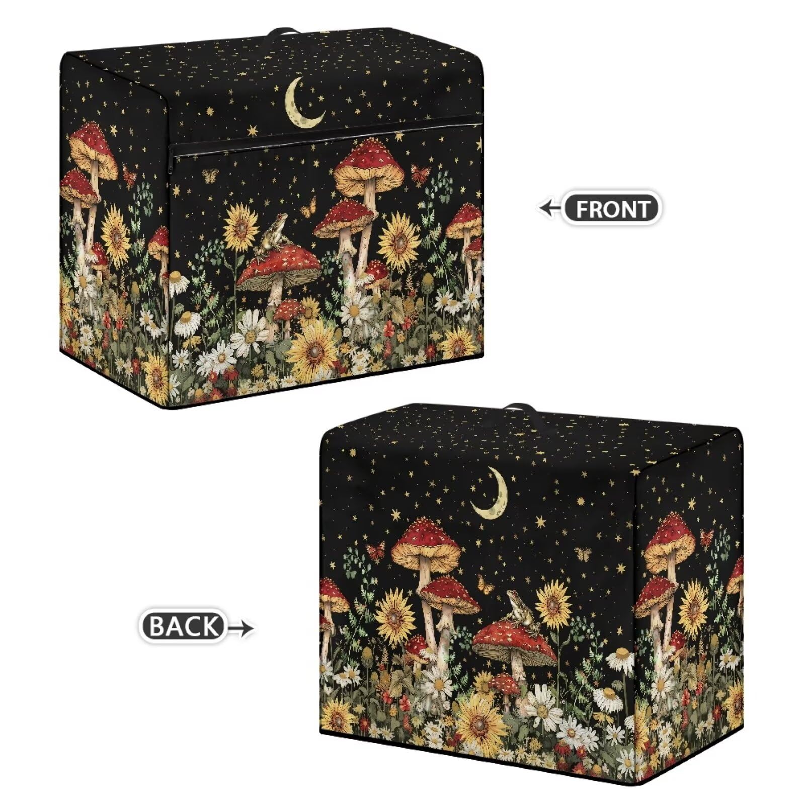 **Large Sewing Machine Dust Cover with Mushroom & Floral Pattern - Universal Fit for Most Standard Sewing Machines - Perfect for Home, Studio & Craft Room Decor (CZB50)**