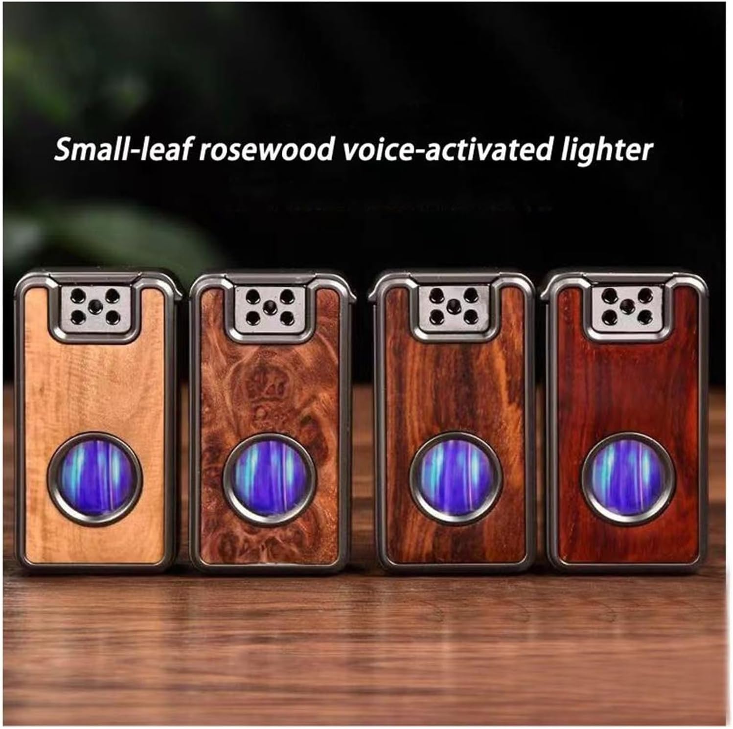 Vintage Windproof Kerosene Lighter with Voice Activation & Wood Inlay - Adjustable Soft Flame, Visible Oil Tank, Reusable Metal Lighter - Perfect Gift for Men, Camping, Hiking & Outdoor Adventures