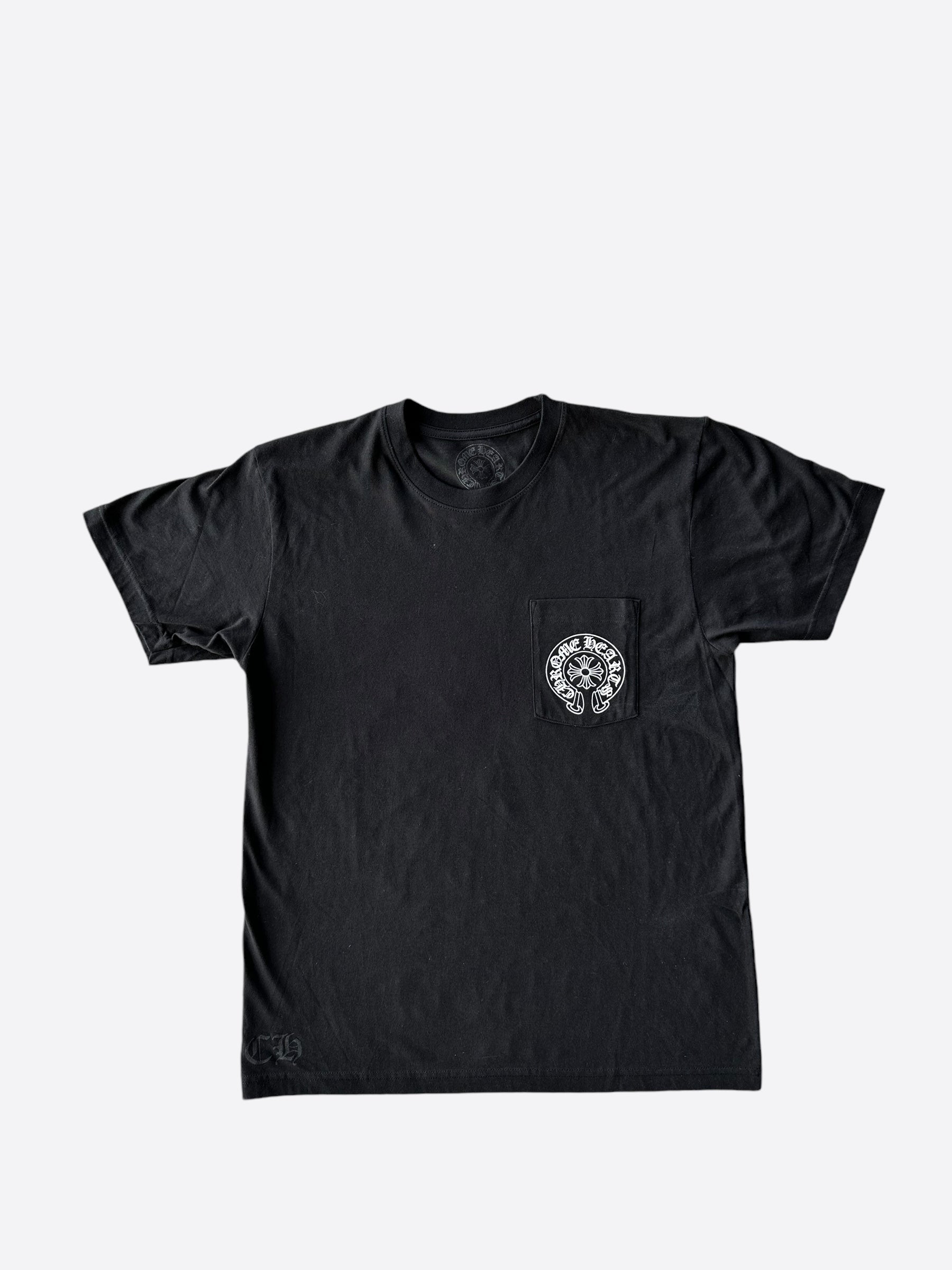 Chrome Hearts Black & White Malibu Horseshoe Logo T-Shirt for Men - Vintage Style Graphic Tee for Casual Wear & Street Fashion
