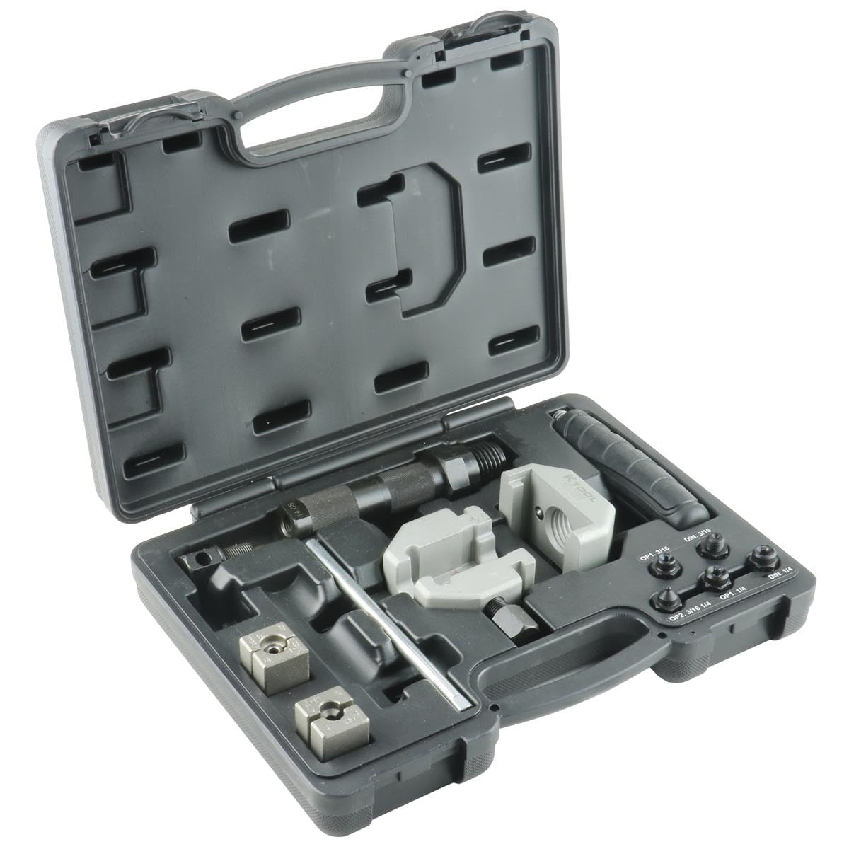 K Tool International 70082 Professional Hydraulic Brake Flaring Tool Kit - 45° Double/Single/Bubble Flares for Stainless Steel & Soft Metal Tubing - Ideal for Garages, Auto Repair Shops & DIY Mechanics - Perfect for Brake Line Repair, Custom Fabrication & Automotive Maintenance
