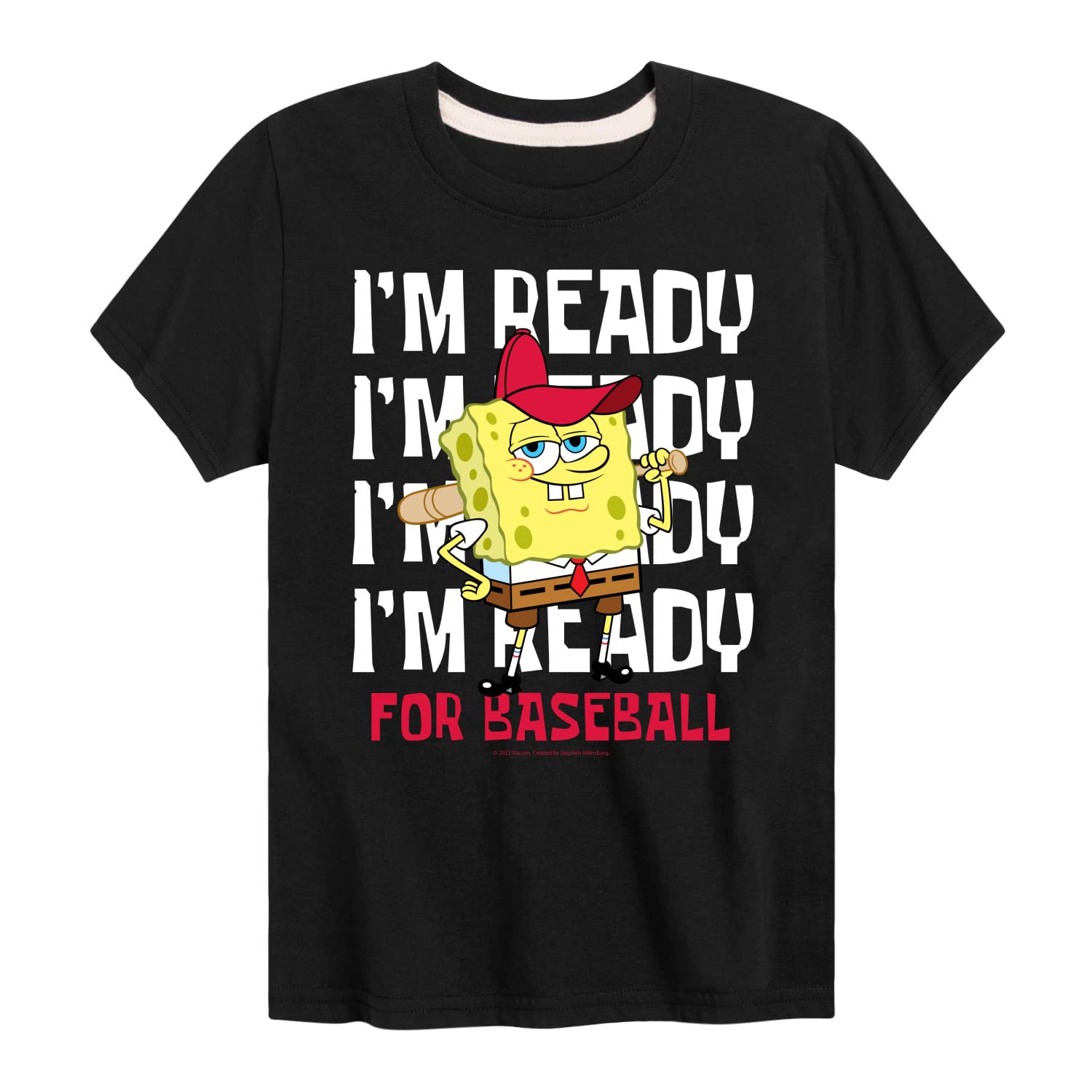 HYBRID APPAREL Spongebob Squarepants Baseball Graphic T-Shirt for Toddlers & Kids - Soft Cotton Short Sleeve Tee for Playdates, School & Sports Activities