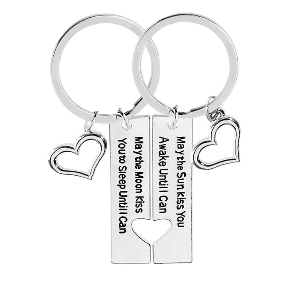 Personalized Silver Couples Keychains Pendant - Valentine's Day Gift for Boyfriend & Girlfriend - Romantic Necklace for Her - Perfect for Anniversaries, Weddings & Date Nights