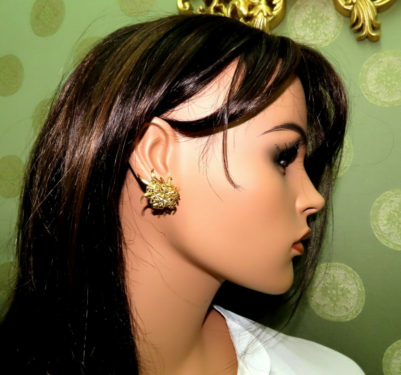 3D Handmade Clip-On Earrings - Modern Flaming Fused Stick Design in 18K Gold | Perfect for Parties, Weddings & Special Occasions