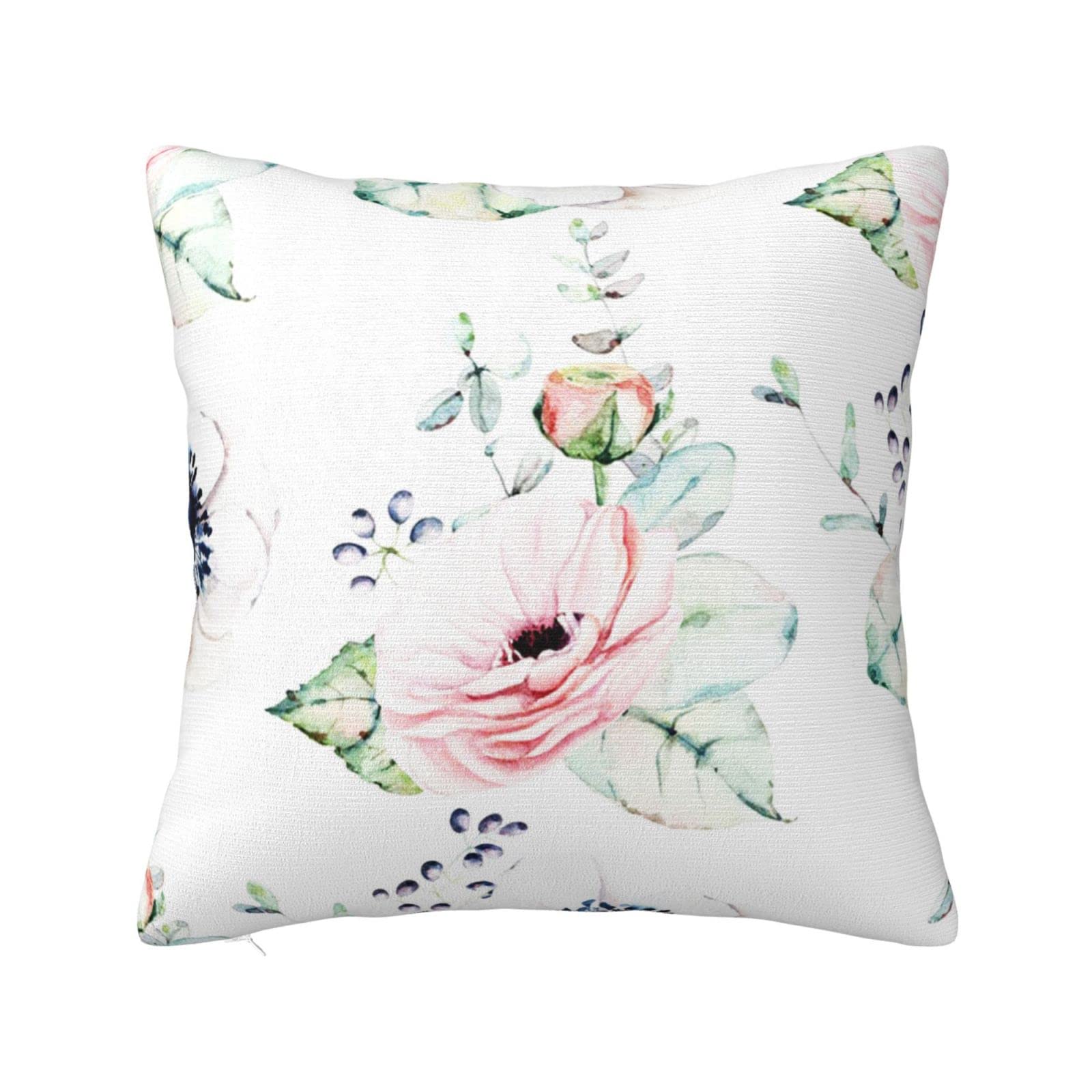 18x18 Inch Floral Throw Pillow Covers - Farmhouse Wedding Decorative Cushion Covers for Sofa, Couch, Chair - Perfect for Living Room, Bedroom & Home Decor