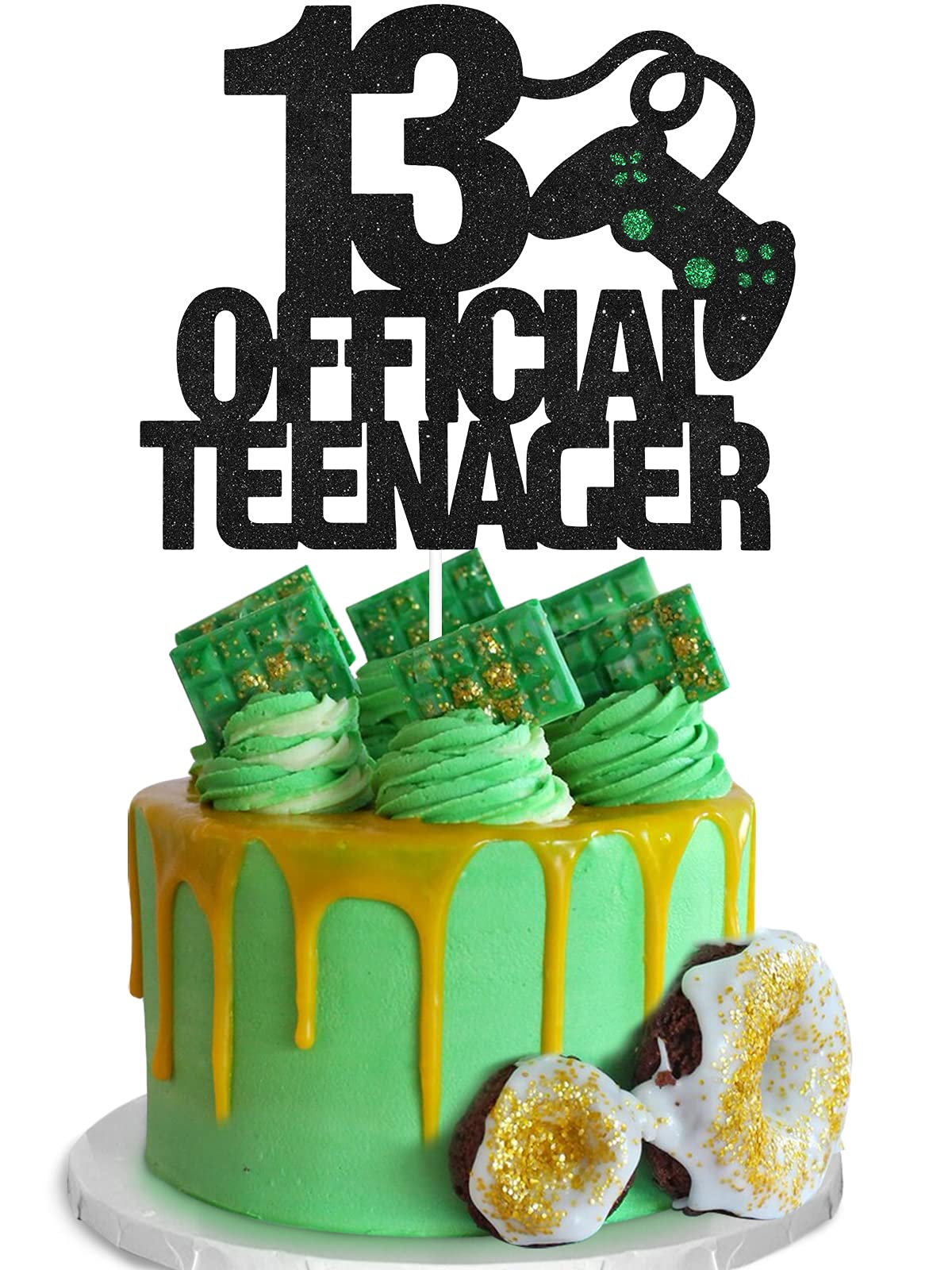 Official Video Game Birthday Cake Topper for Teen Boys - Level Up Party Supplies for 13th Birthday - Gamer Theme Cake Decorations - Perfect for Gaming Parties, Teen Celebrations & Birthday Cakes