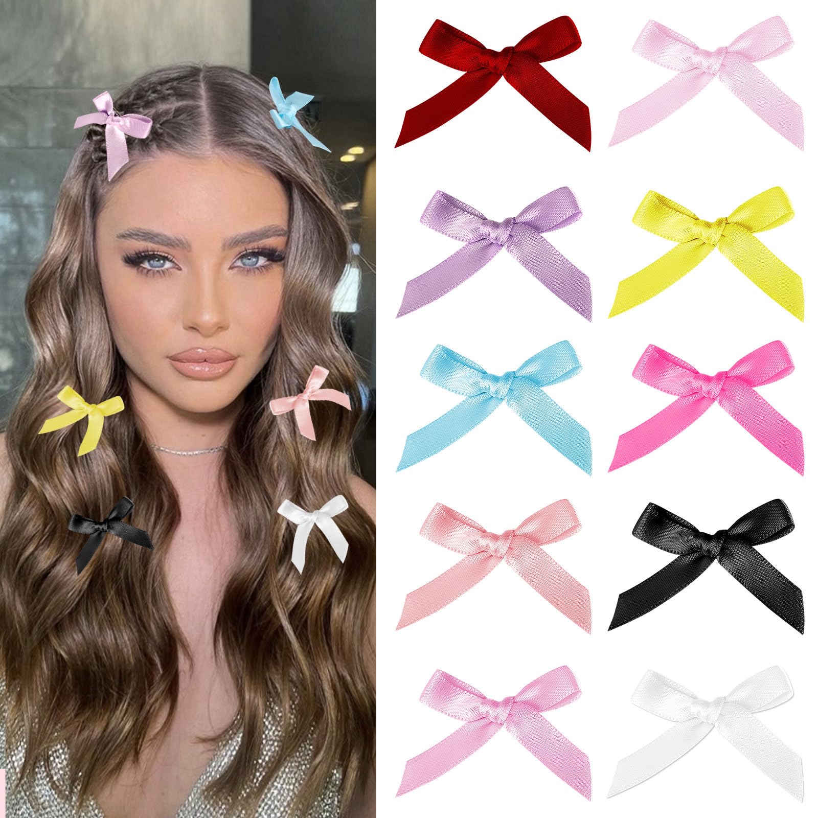 100Pcs Small Bow Hair Clips for Women & Girls - Cute Mini Bowknot Barrettes Pins, Y2K Metal Hair Accessories for Braids, Teens, Stage, Concert, Christmas & Ballet - Perfect for Daily Wear, Parties & Gifts