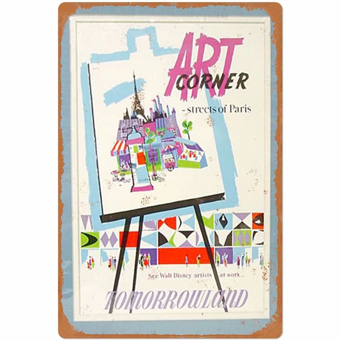Vintage Metal Tin Sign Art - Tomorrowland Poster for Home & Bar Decor - 12x17 Inch Retro Wall Art for Garage, Bedroom, Bathroom, Coffee Shop & Restaurant - Perfect for Themed Parties & Man Cave Decor