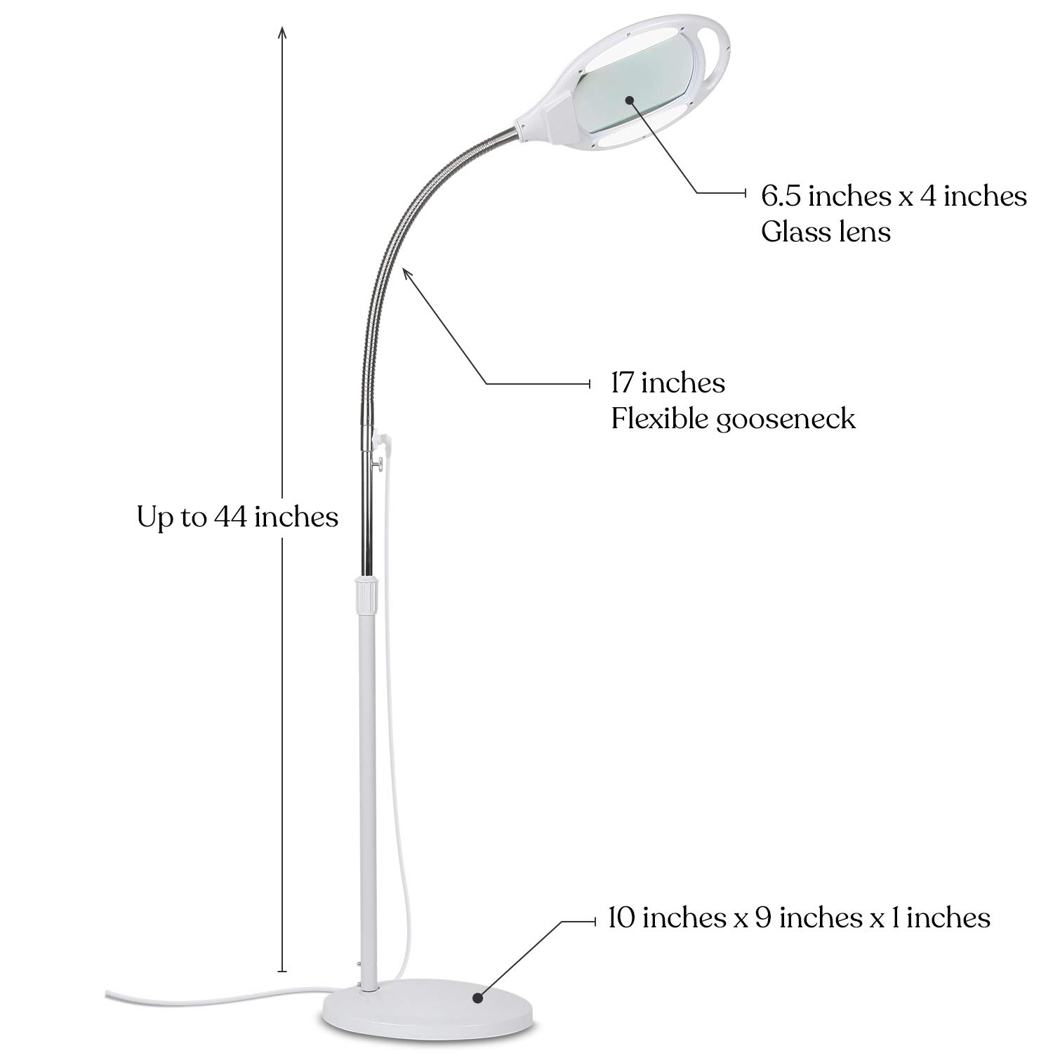 Brightech LightView Pro Magnifying Floor Lamp - Hands-Free LED Magnifier with Adjustable Gooseneck for Reading, Crafts & Hobbies - Bright Standing Work Light for Sewing, Jewelry Making & Detailed Tasks