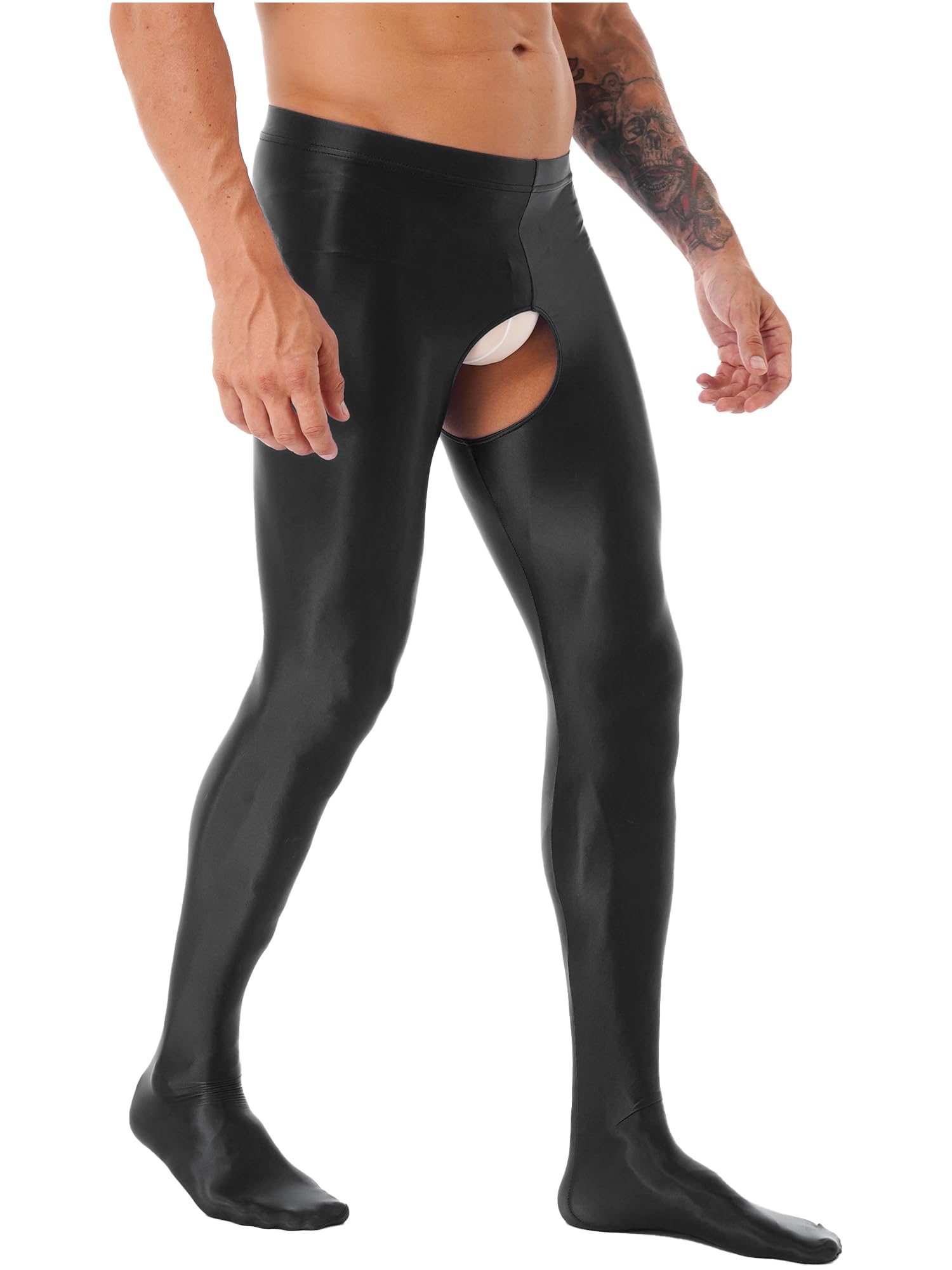 **iiniim Men's Sexy High Elastic Opaque Pantyhose - Crotchless Tights & Stockings for Sensual Wear & Intimate Moments**    *(Perfect for Role Play, Lingerie Fashion, and Special Occasions)*