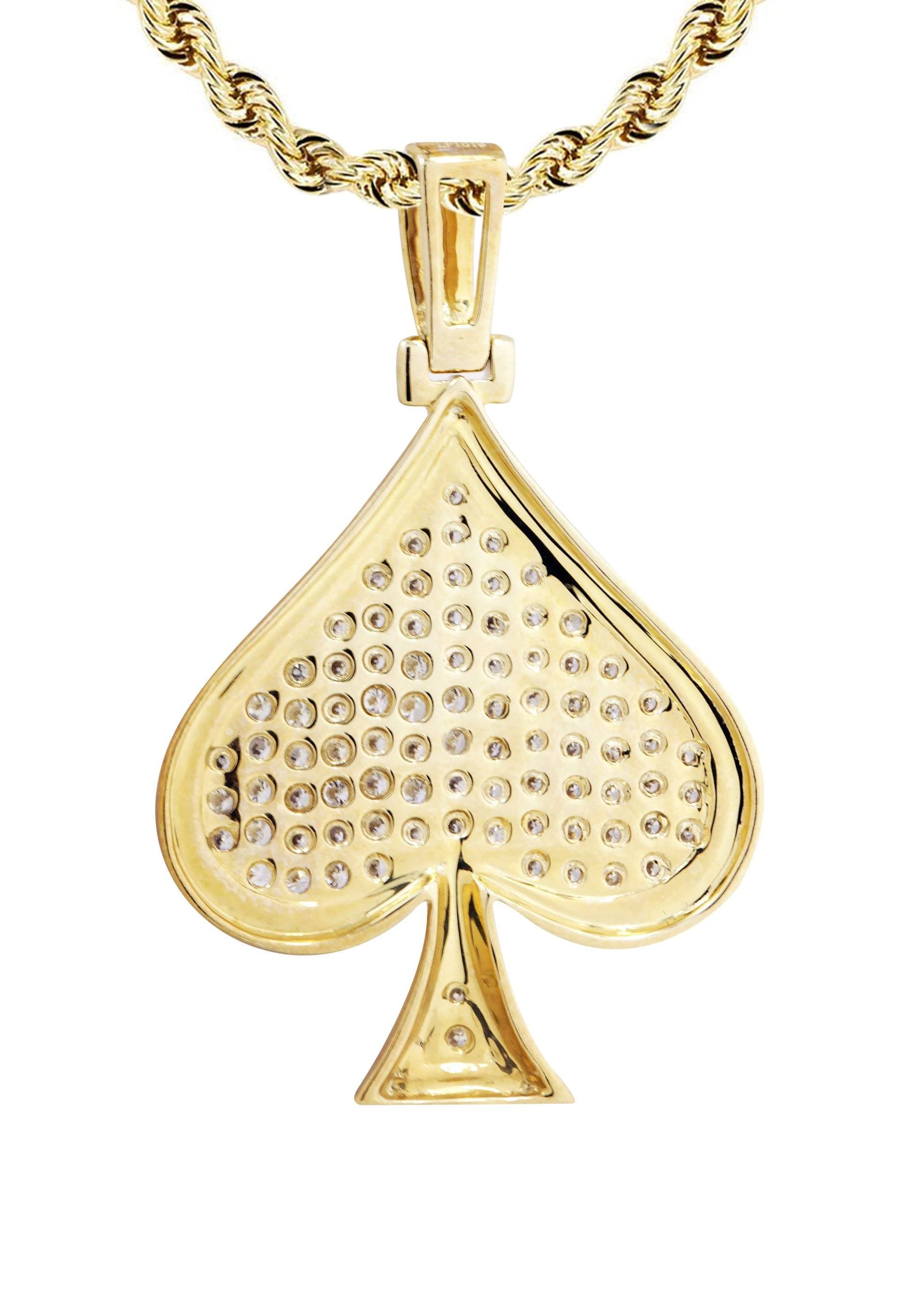 10K Yellow Gold Spades Diamond Necklace - 1.46 Carats | Elegant Jewelry for Women, Perfect Gift for Birthday, Anniversary & Valentine's Day