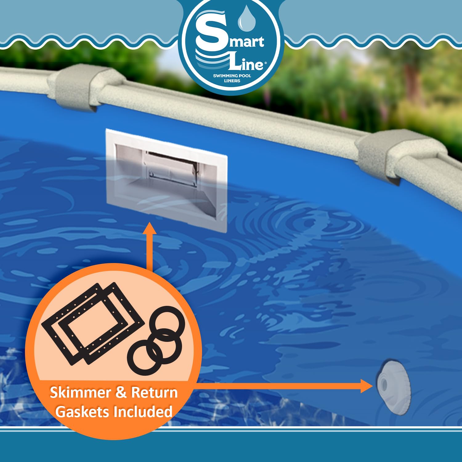 Smartline 27 ft Round Swimming Pool Liner - Heavy Duty 25 Gauge Virgin Vinyl, Swirl Bottom Design for Steel Sided Above Ground Pools | Overlap Style, 48-52 Inch Wall Height | Perfect for Backyard Summer Fun, Family Gatherings & Outdoor Relaxation