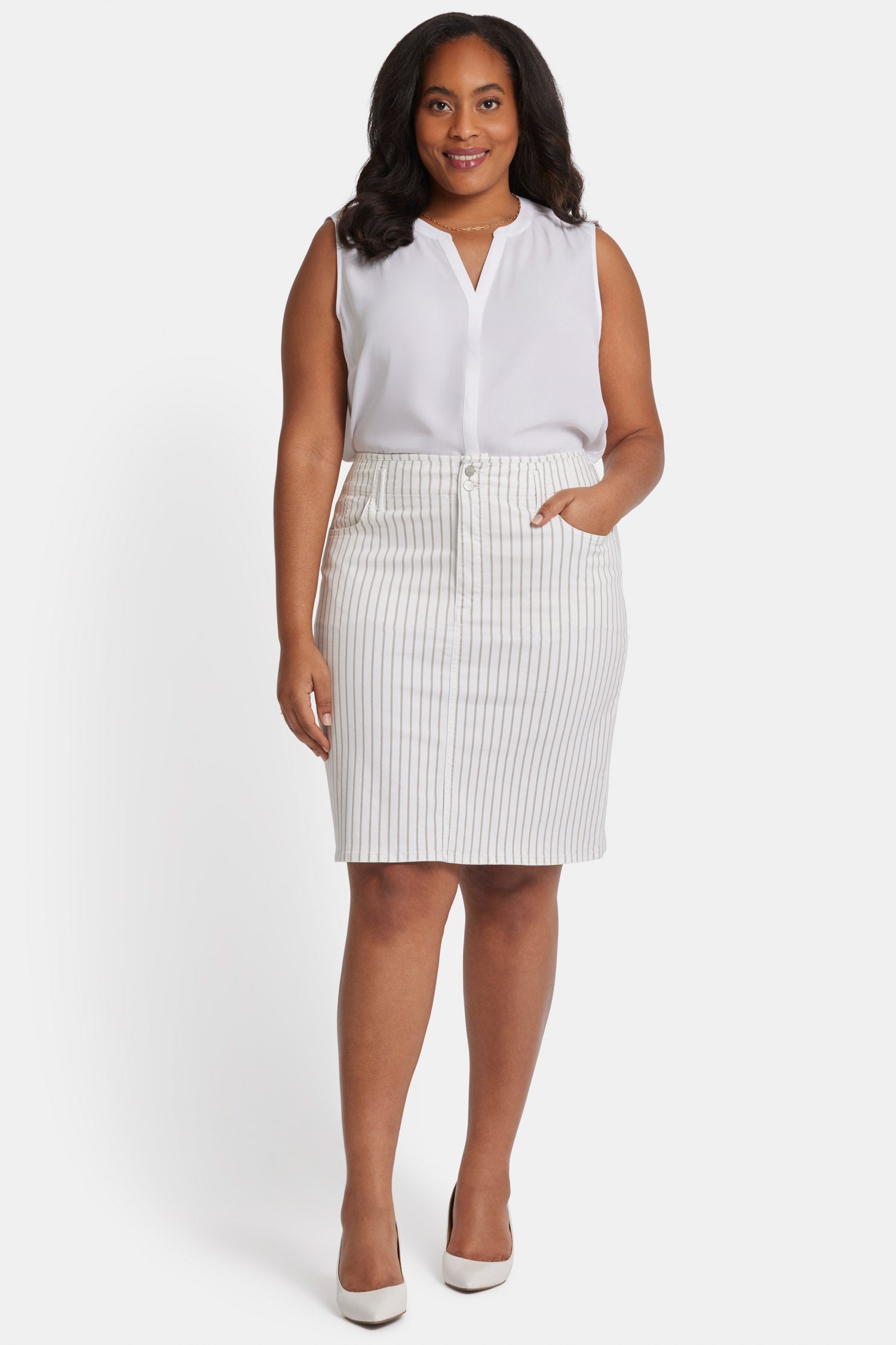 Petite Plus Size High Waist Skirt - Striped Beach & Cruise Wear for Summer Vacations & Tropical Getaways