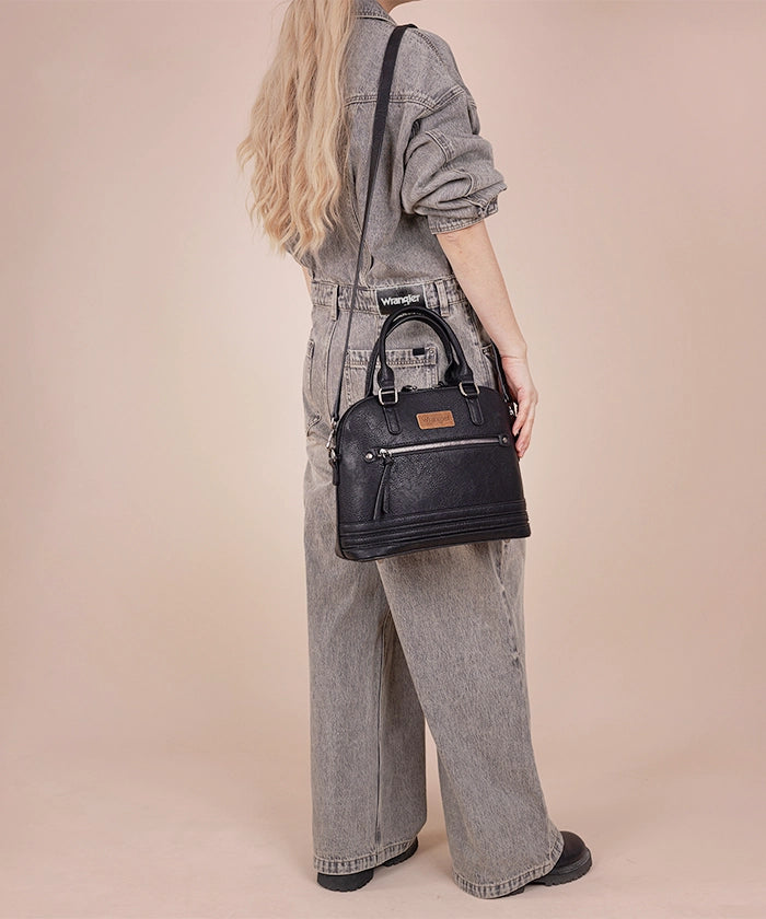 Wrangler Dome Satchel Crossbody Bag for Women & Men - Durable Leather Shoulder Bag - Perfect for Travel, Work & Everyday Use