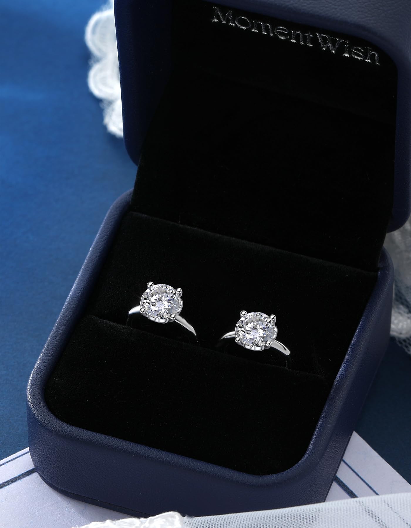 MomentWish Hoop Earrings for Women - D Color VVS1 Moissanite Simulated Diamond 925 Sterling Silver Drop Earrings - Perfect Anniversary & Birthday Gift for Her - Ideal for Weddings, Parties & Everyday Elegance
