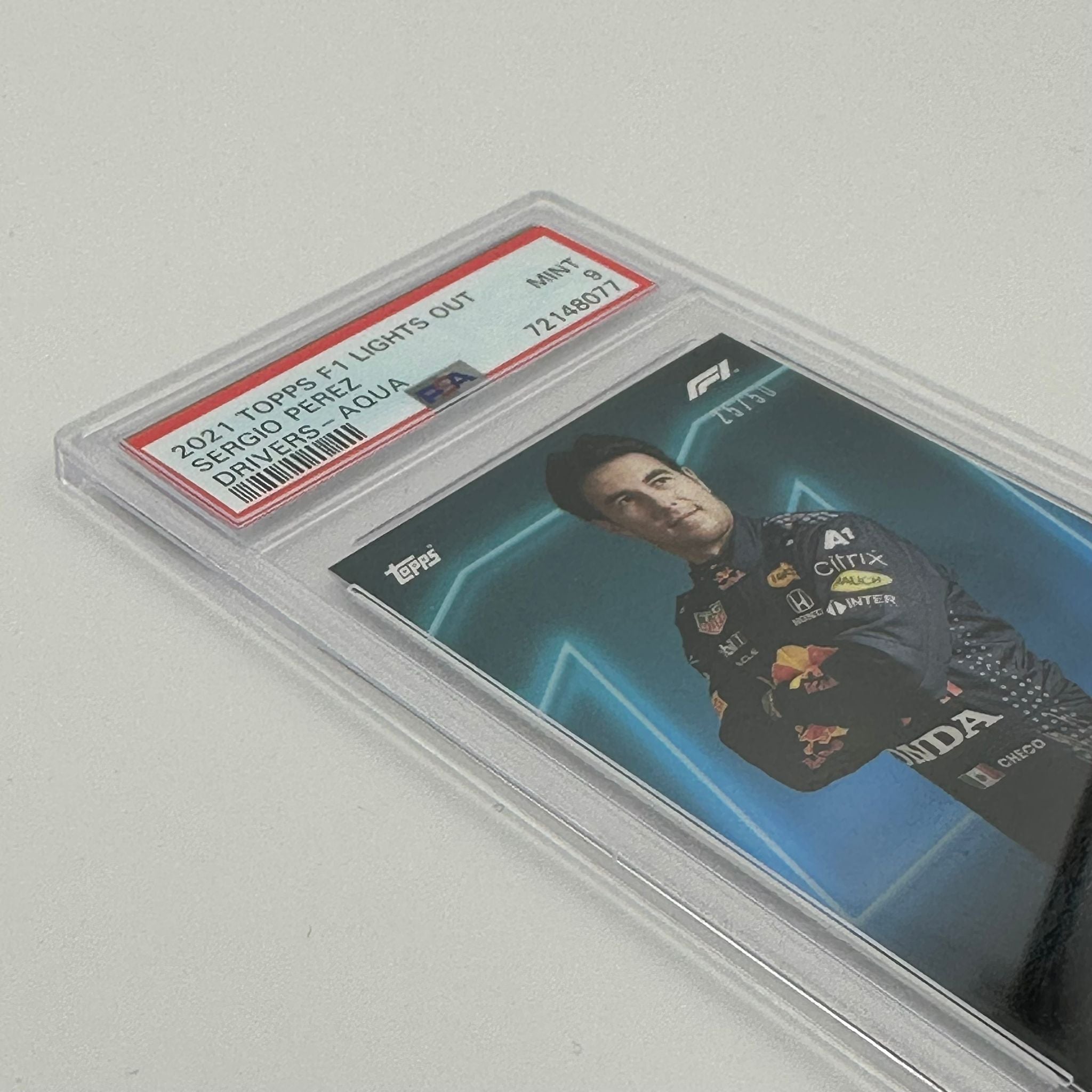 PSA 9 Graded 25/50 Sergio Perez F1 Racing Driver Aqua Parallel Trading Card - Perfect for Collectors, Sports Memorabilia Fans & Formula 1 Enthusiasts