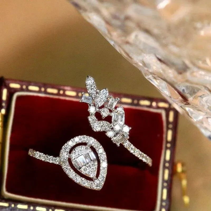 18K White Gold Natural Diamond Ring for Women | Elegant Cocktail Party Wedding Ring | Perfect for Engagement, Anniversary & Special Occasions