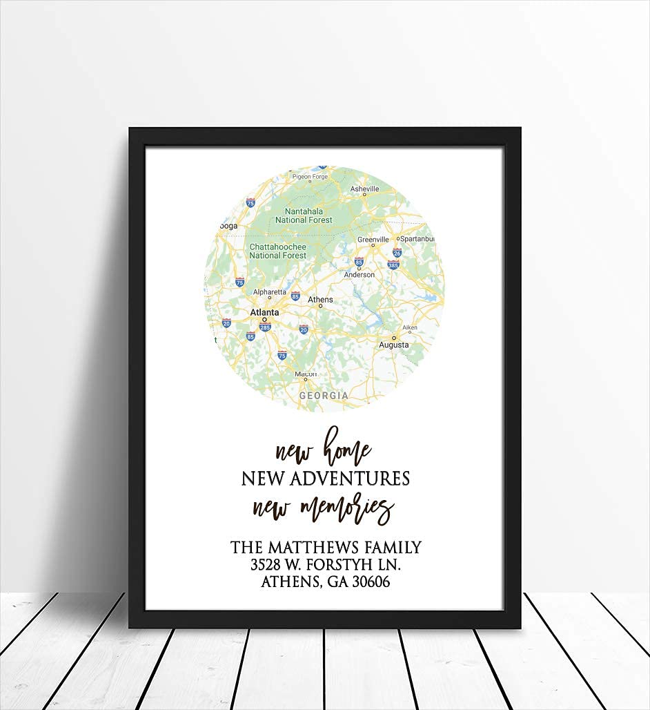 Personalized Home Map Print - Unique Housewarming Gift for New Homeowners | First Home & Closing Gift Idea | Perfect for Wall Decor & Home Sweet Home Celebration