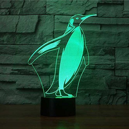 3D Penguin Night Light with USB Power & Touch Switch - 7 Color Changing LED Table Lamp for Kids Room, Christmas Decor, Birthday Gift, Home Desk Decor, Optical Illusion Toy for Children