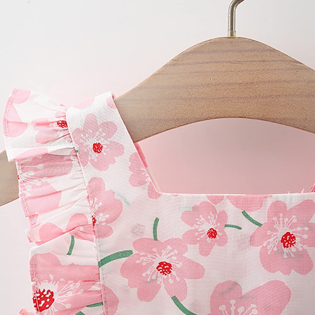 IDOPIP Baby Girl Tutu Dress - Sleeveless Backless Princess Party Sundress with Flower Bow & Straw Hat Set | Summer Birthday Outfit, Photoshoot, Beach Vacation